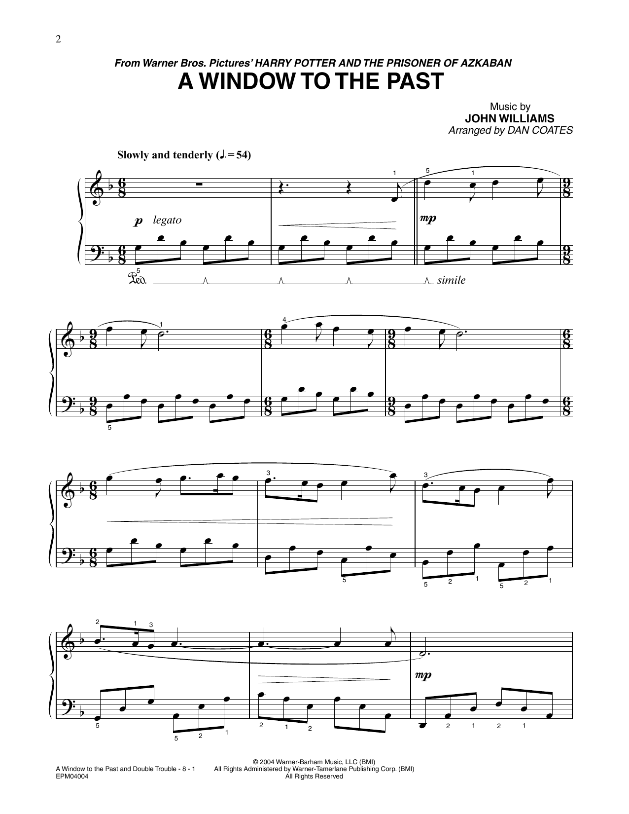John Williams A Window To The Past (from Harry Potter) (arr. Dan Coates) Sheet Music Notes & Chords for Easy Piano - Download or Print PDF