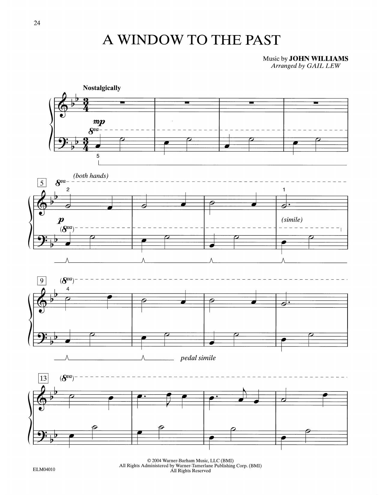 John Williams A Window To The Past (from Harry Potter) (arr. Gail Lew) Sheet Music Notes & Chords for Easy Piano - Download or Print PDF