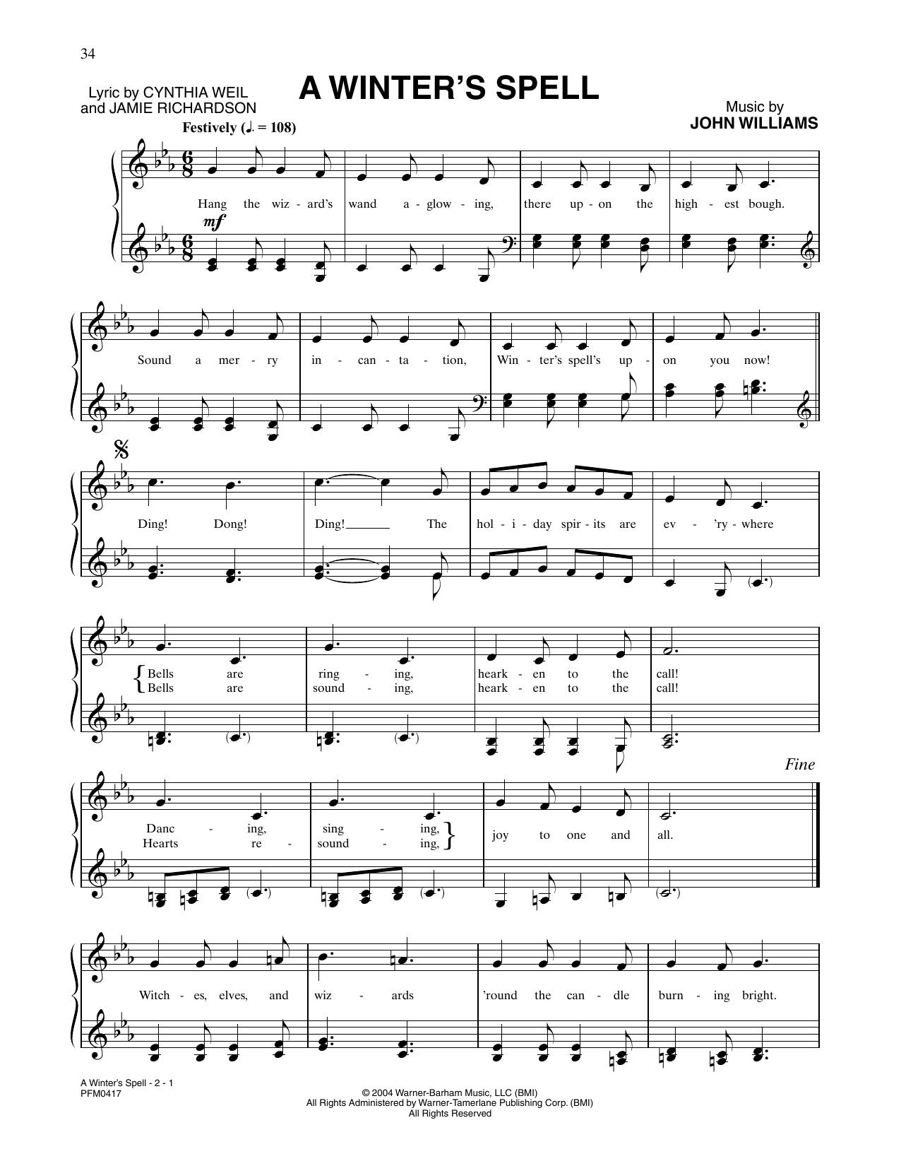 John Williams A Winter's Spell (from Harry Potter) Sheet Music Notes & Chords for Piano & Vocal - Download or Print PDF