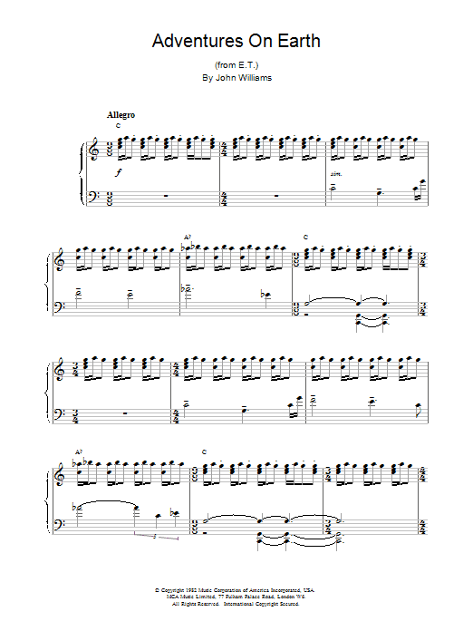 John Williams Adventures On Earth Sheet Music Notes & Chords for Piano - Download or Print PDF