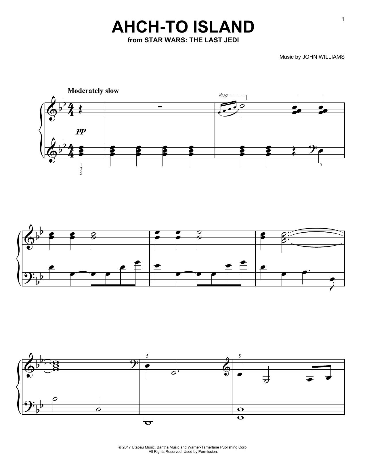 John Williams Ahch-To Island Sheet Music Notes & Chords for Piano - Download or Print PDF