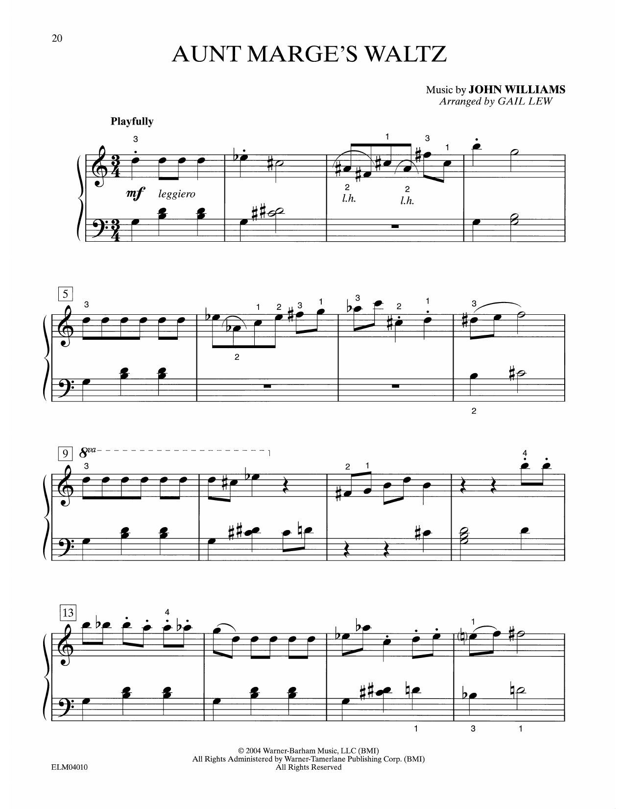 John Williams Aunt Marge's Waltz (from Harry Potter) (arr. Gail Lew) Sheet Music Notes & Chords for Easy Piano - Download or Print PDF