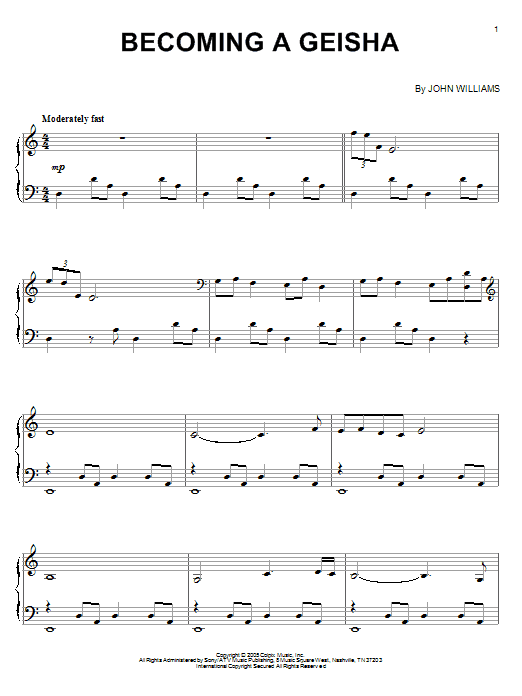 John Williams Becoming A Geisha Sheet Music Notes & Chords for Piano - Download or Print PDF