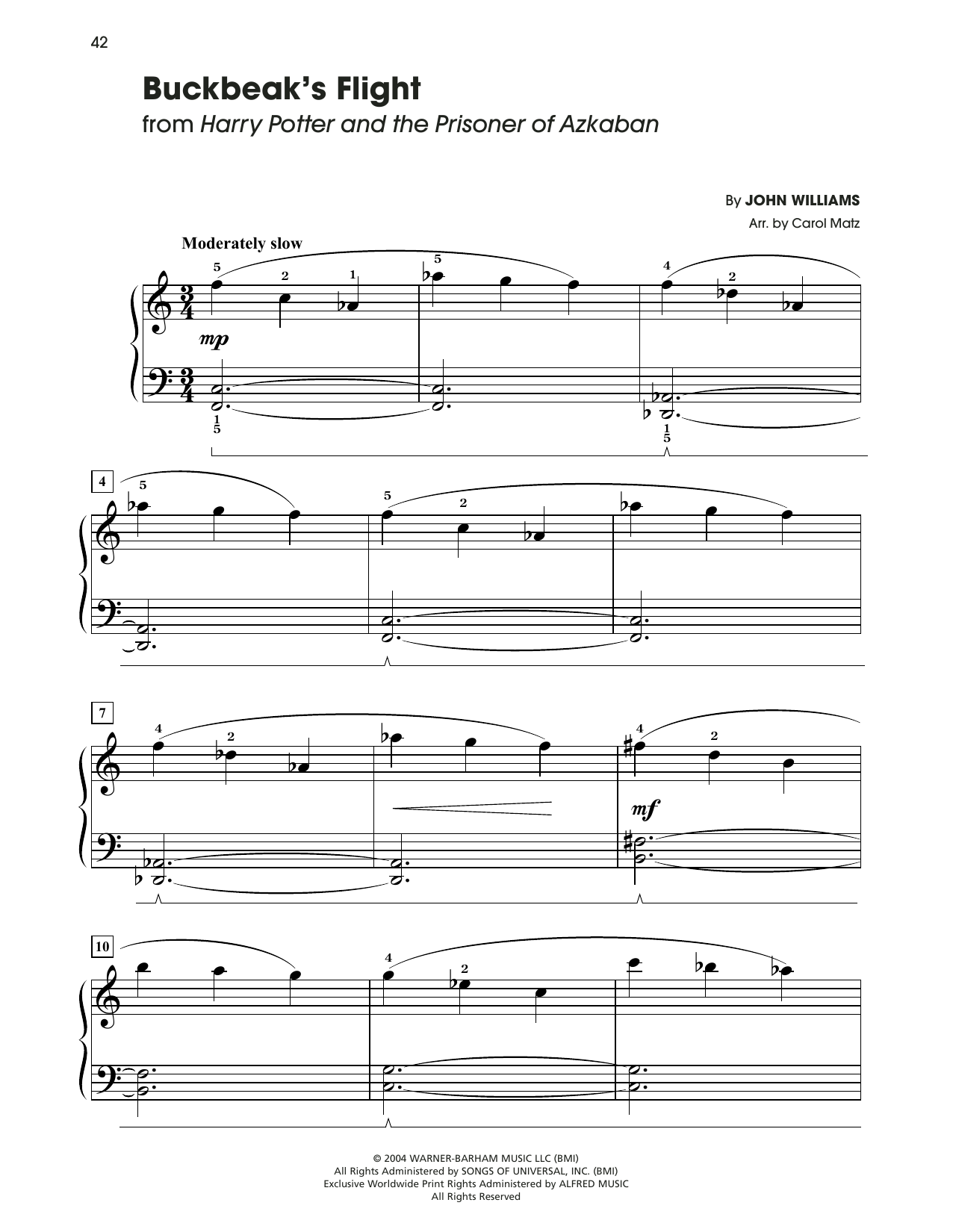 John Williams Buckbeak's Flight (from Harry Potter) (arr. Carol Matz) Sheet Music Notes & Chords for Big Note Piano - Download or Print PDF