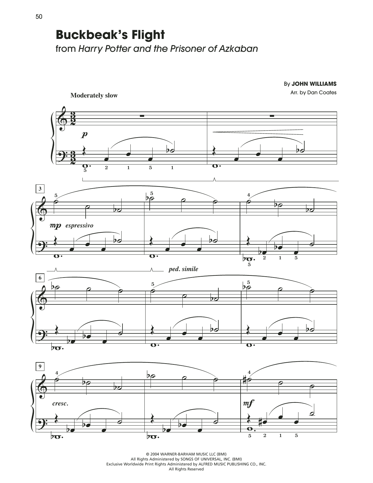 John Williams Buckbeak's Flight (from Harry Potter) (arr. Dan Coates) Sheet Music Notes & Chords for Easy Piano - Download or Print PDF