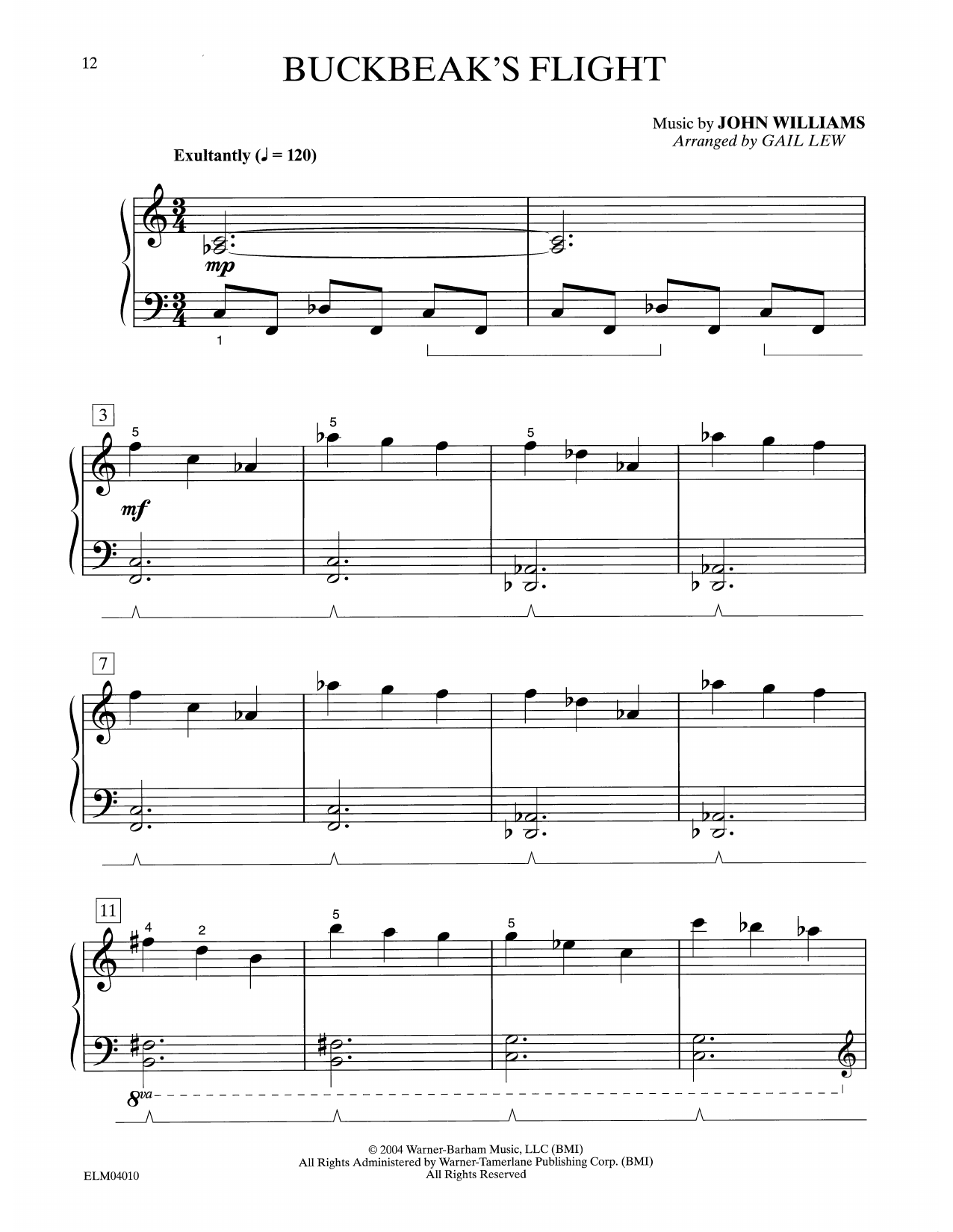 John Williams Buckbeak's Flight (from Harry Potter) (arr. Gail Lew) Sheet Music Notes & Chords for Easy Piano - Download or Print PDF