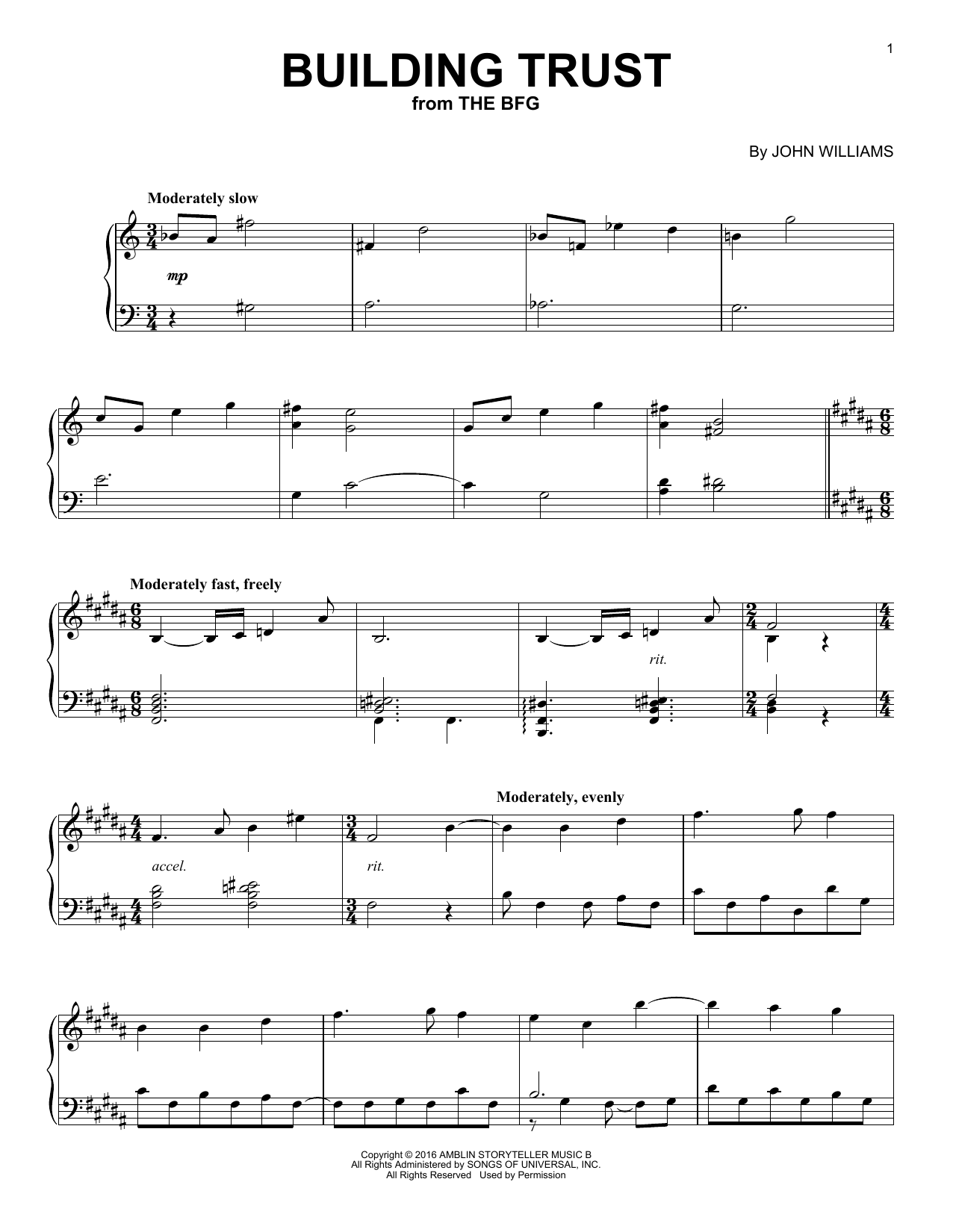 John Williams Building Trust Sheet Music Notes & Chords for Piano - Download or Print PDF