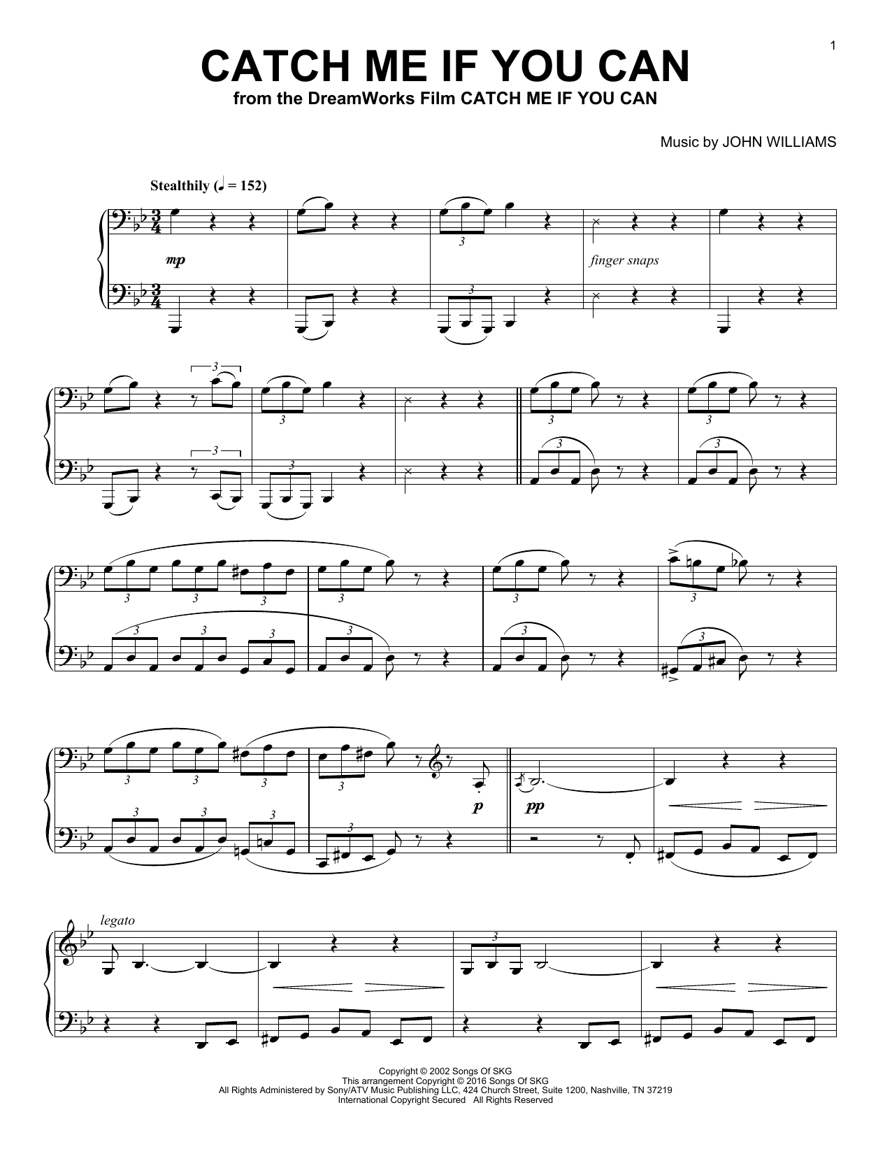 John Williams Catch Me If You Can Sheet Music Notes & Chords for Easy Piano - Download or Print PDF