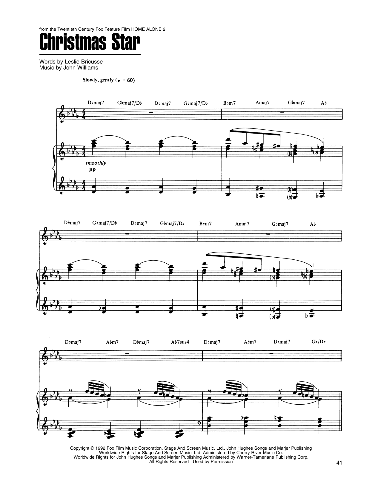 John Williams Christmas Star (from Home Alone 2: Lost In New York) Sheet Music Notes & Chords for Piano, Vocal & Guitar Chords (Right-Hand Melody) - Download or Print PDF