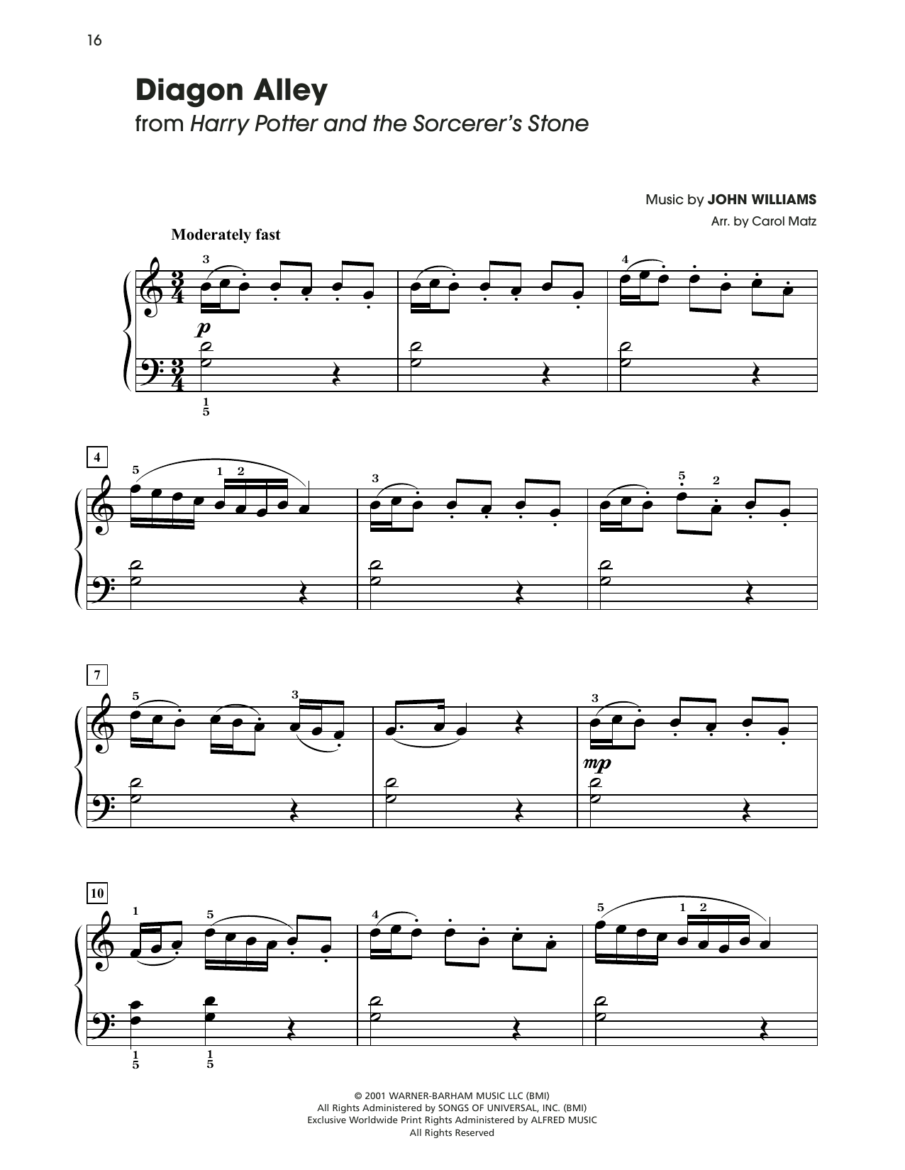 John Williams Diagon Alley (from Harry Potter) (arr. Carol Matz) Sheet Music Notes & Chords for Big Note Piano - Download or Print PDF