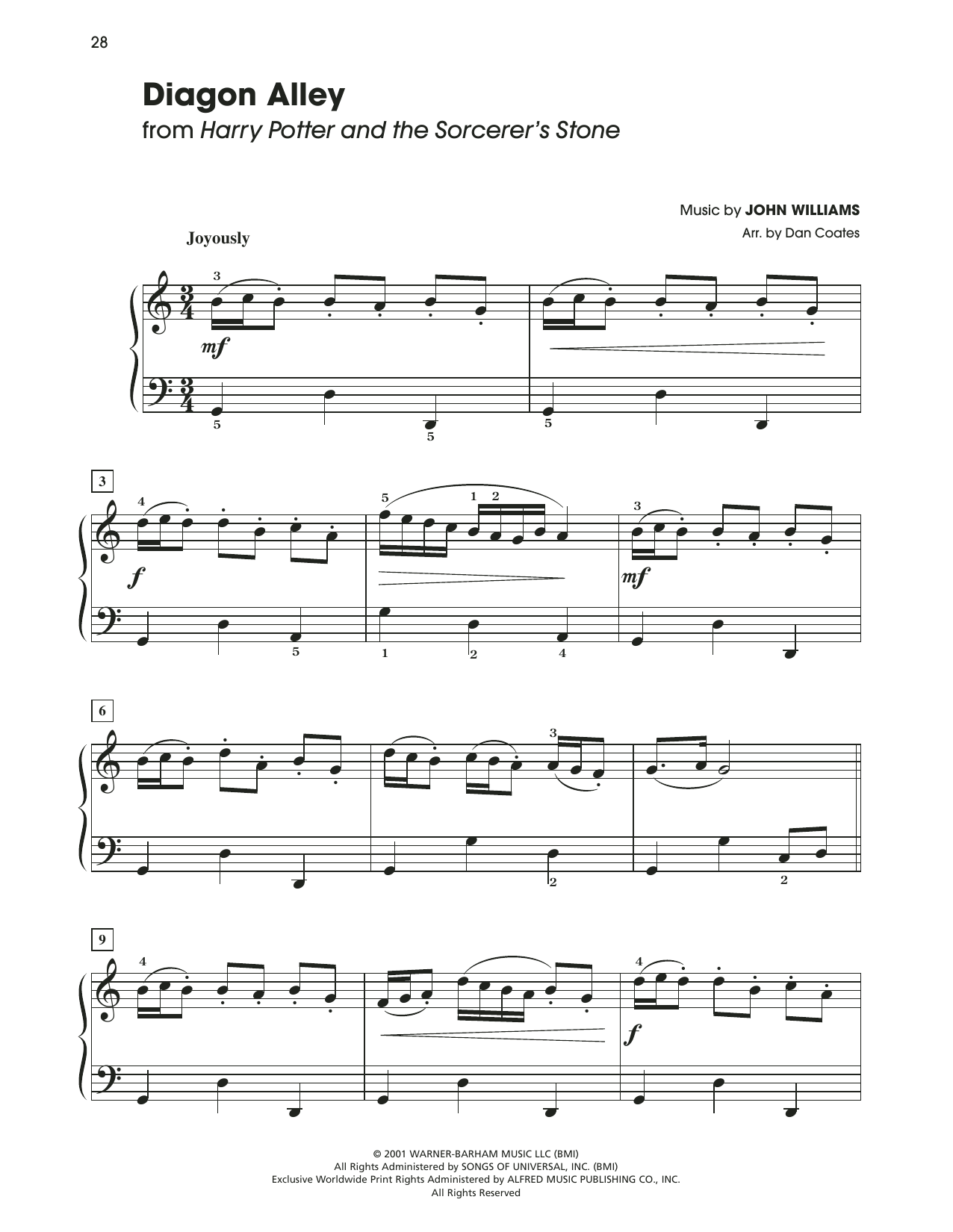 John Williams Diagon Alley (from Harry Potter) (arr. Dan Coates) Sheet Music Notes & Chords for Easy Piano - Download or Print PDF