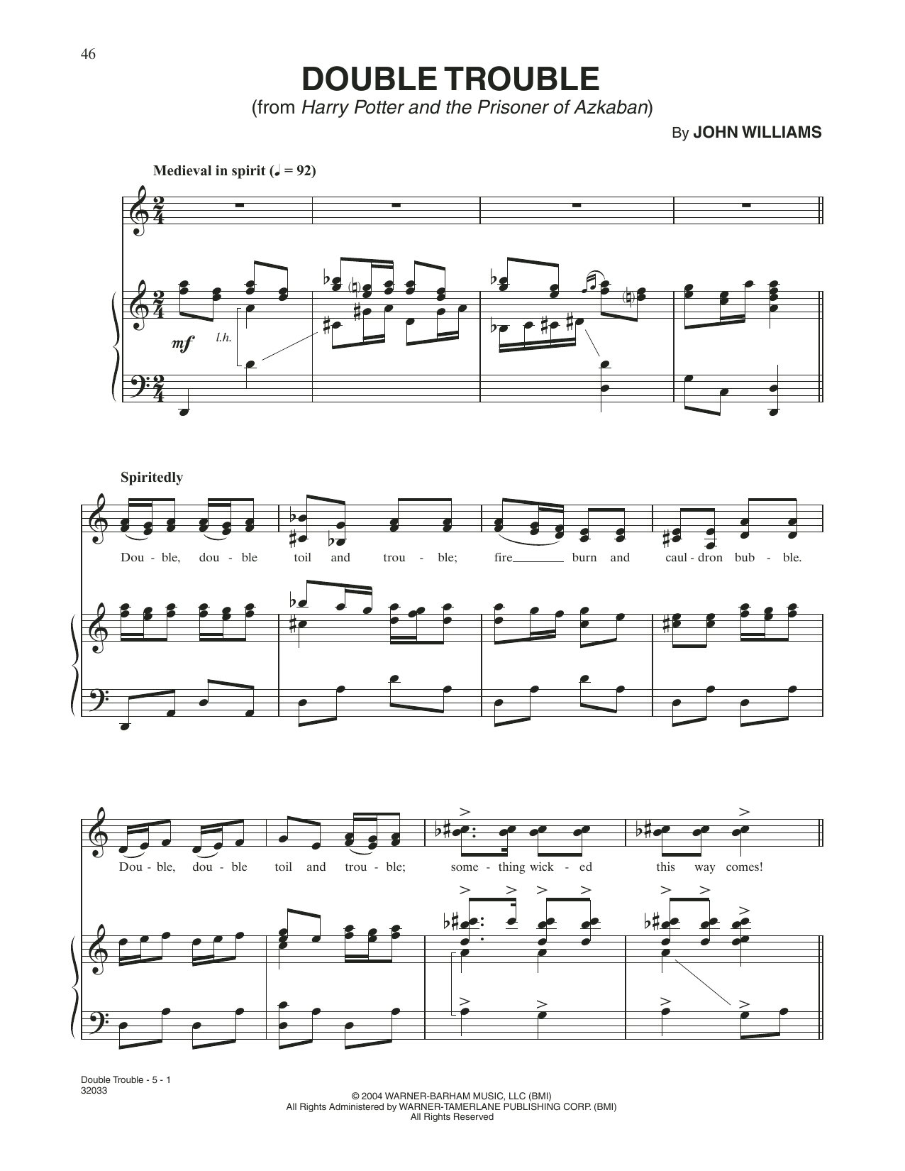 John Williams Double Trouble (from Harry Potter) Sheet Music Notes & Chords for Piano Solo - Download or Print PDF