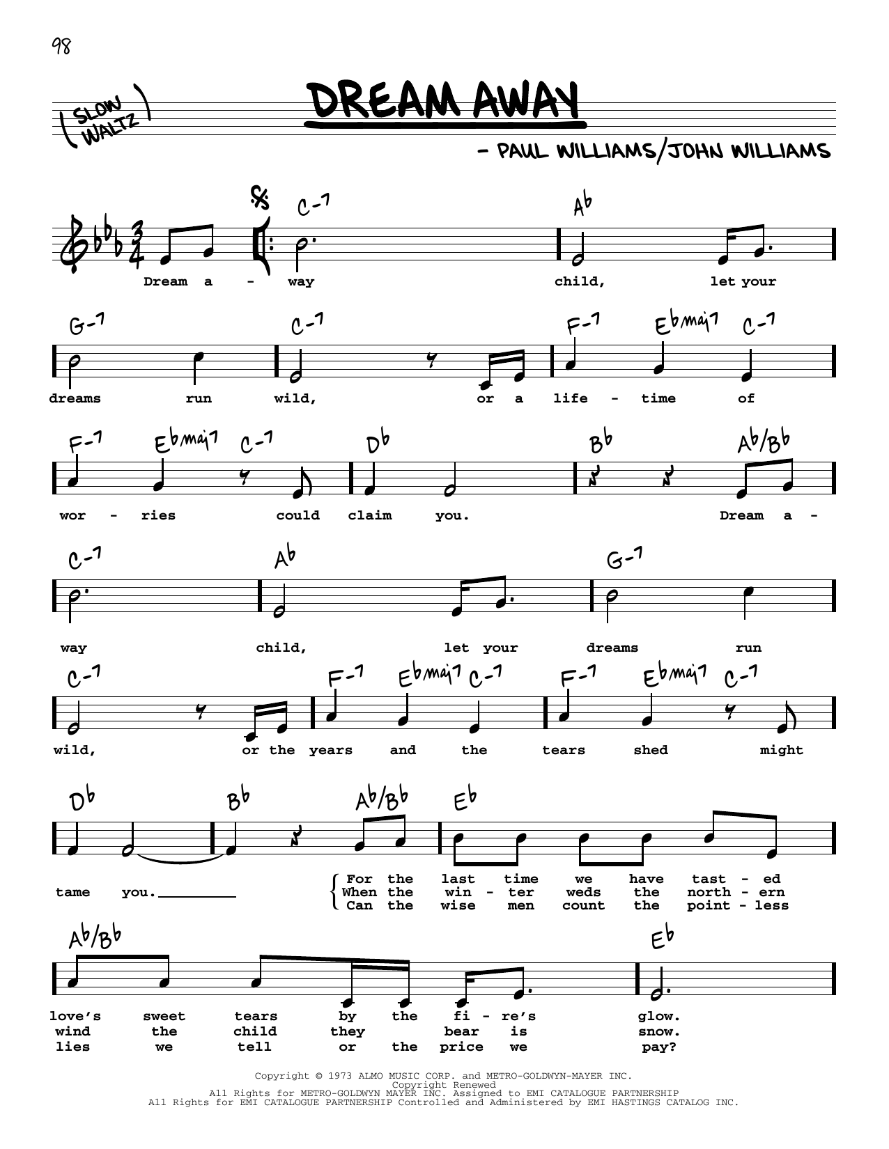John Williams Dream Away (High Voice) Sheet Music Notes & Chords for Real Book – Melody, Lyrics & Chords - Download or Print PDF