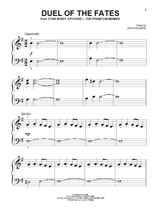 John Williams Duel Of The Fates (from Star Wars: The Phantom Menace) Sheet Music Notes & Chords for Piano Solo - Download or Print PDF