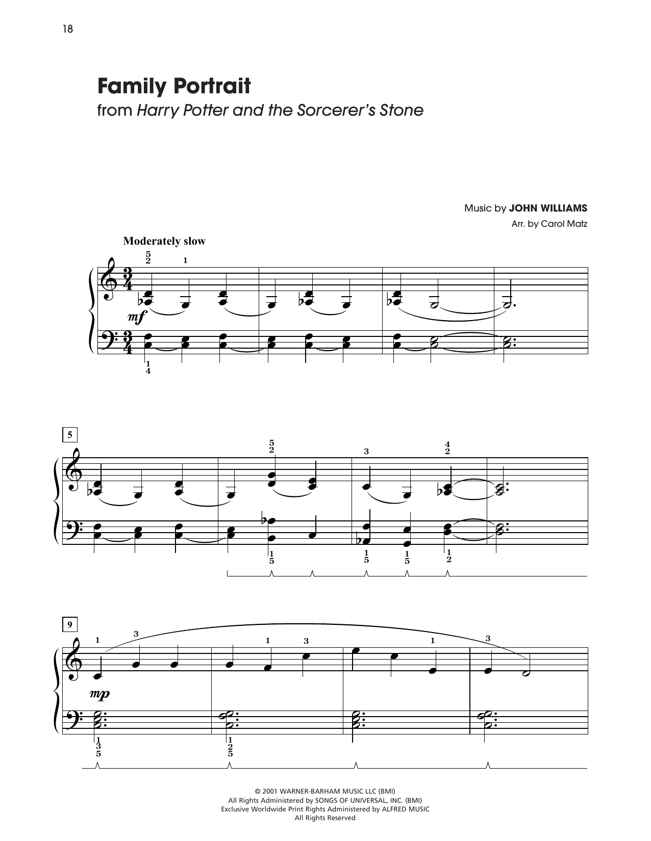 John Williams Family Portrait (from Harry Potter) (arr. Carol Matz) Sheet Music Notes & Chords for Big Note Piano - Download or Print PDF