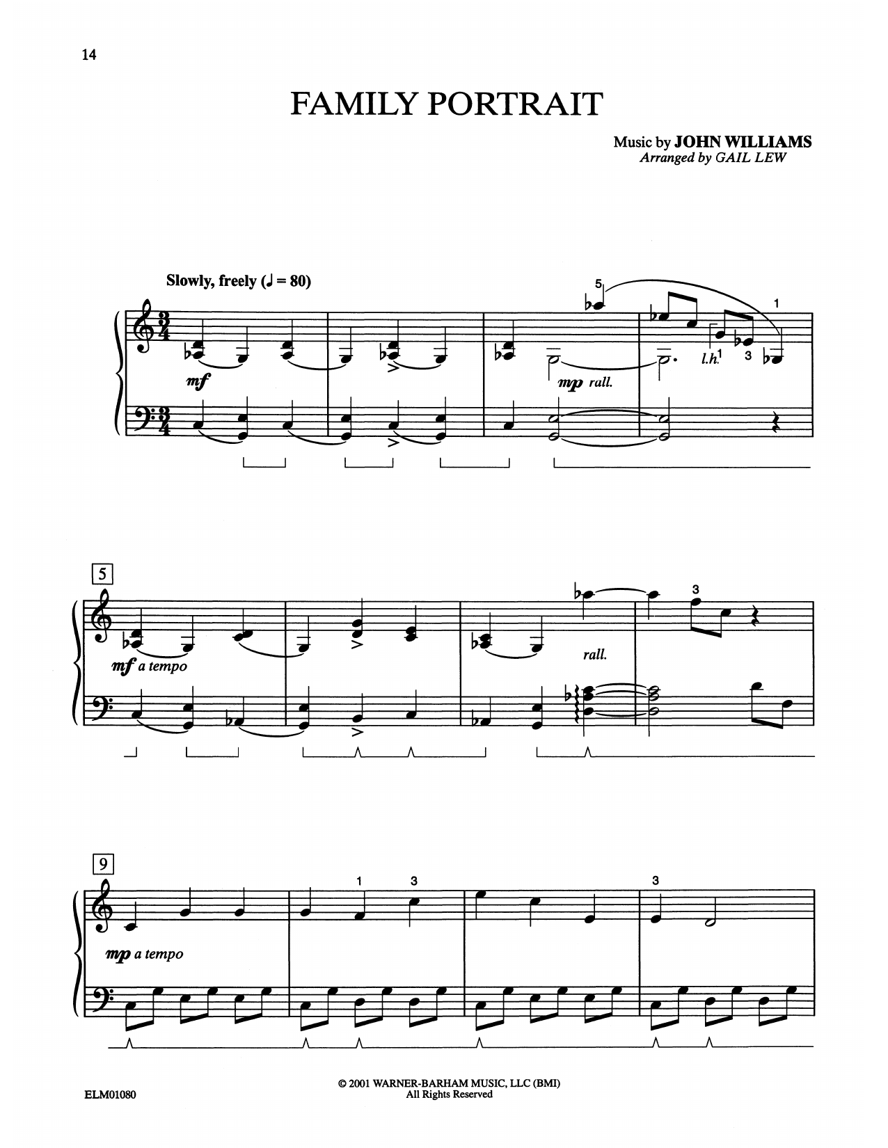 John Williams Family Portrait (from Harry Potter) (arr. Gail Lew) Sheet Music Notes & Chords for Easy Piano - Download or Print PDF