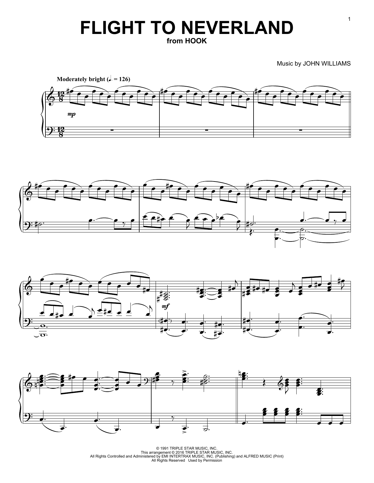 John Williams Flight To Neverland Sheet Music Notes & Chords for Piano - Download or Print PDF