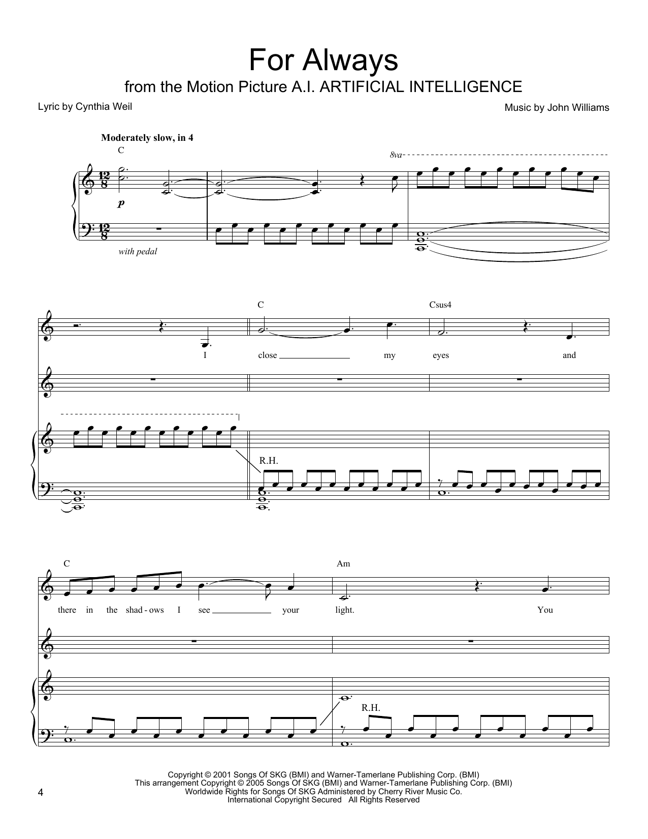 John Williams For Always Sheet Music Notes & Chords for Vocal Duet - Download or Print PDF