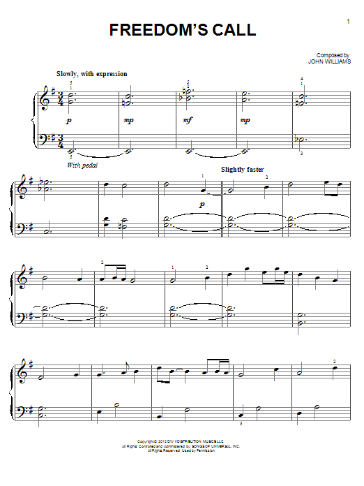John Williams Freedom's Call Sheet Music Notes & Chords for Easy Piano - Download or Print PDF
