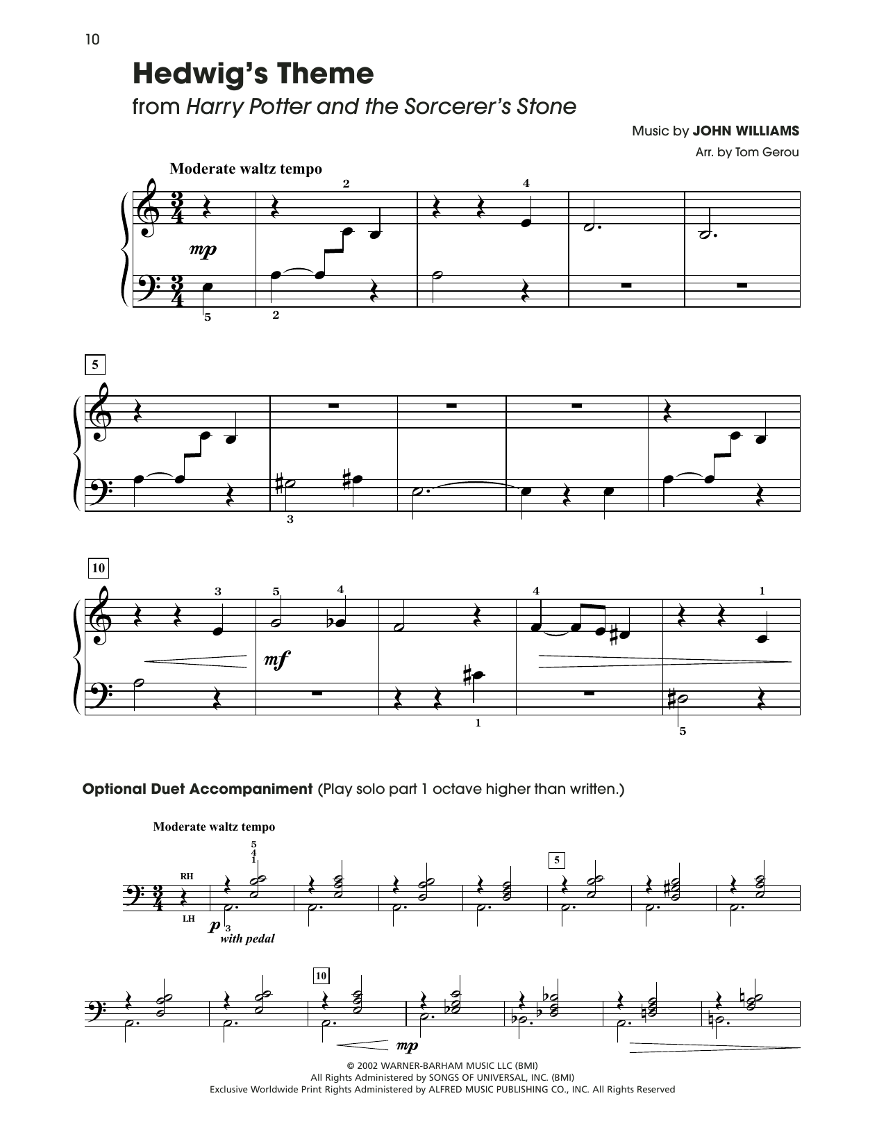 John Williams Hedwig's Theme (from Harry Potter) (arr. Tom Gerou) Sheet Music Notes & Chords for 5-Finger Piano - Download or Print PDF