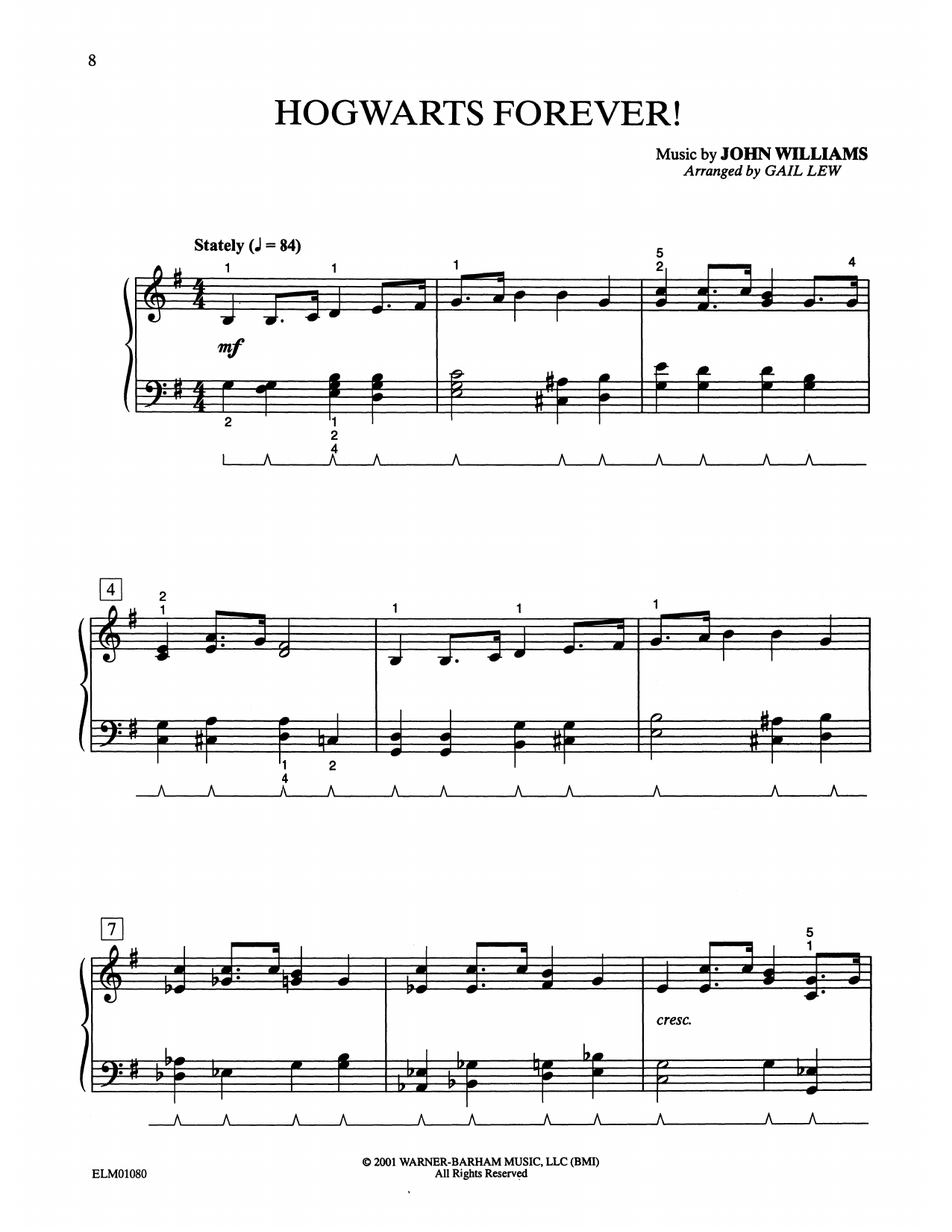 John Williams Hogwarts Forever (from Harry Potter) (arr. Gail Lew) Sheet Music Notes & Chords for Easy Piano - Download or Print PDF