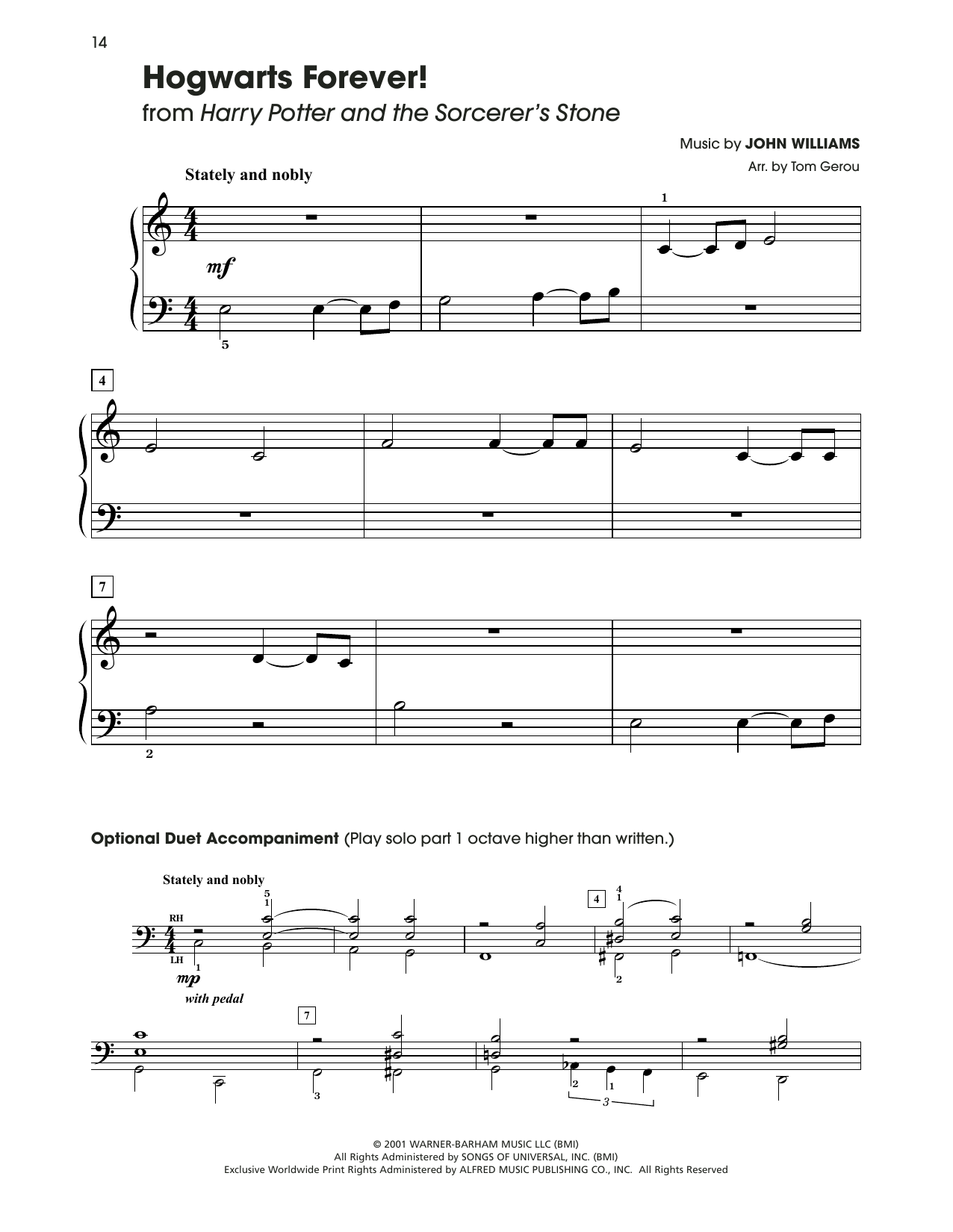 John Williams Hogwarts Forever (from Harry Potter) (arr. Tom Gerou) Sheet Music Notes & Chords for 5-Finger Piano - Download or Print PDF