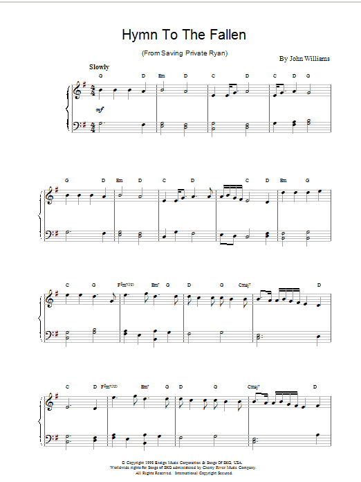 John Williams Hymn To The Fallen Sheet Music Notes & Chords for Easy Piano - Download or Print PDF