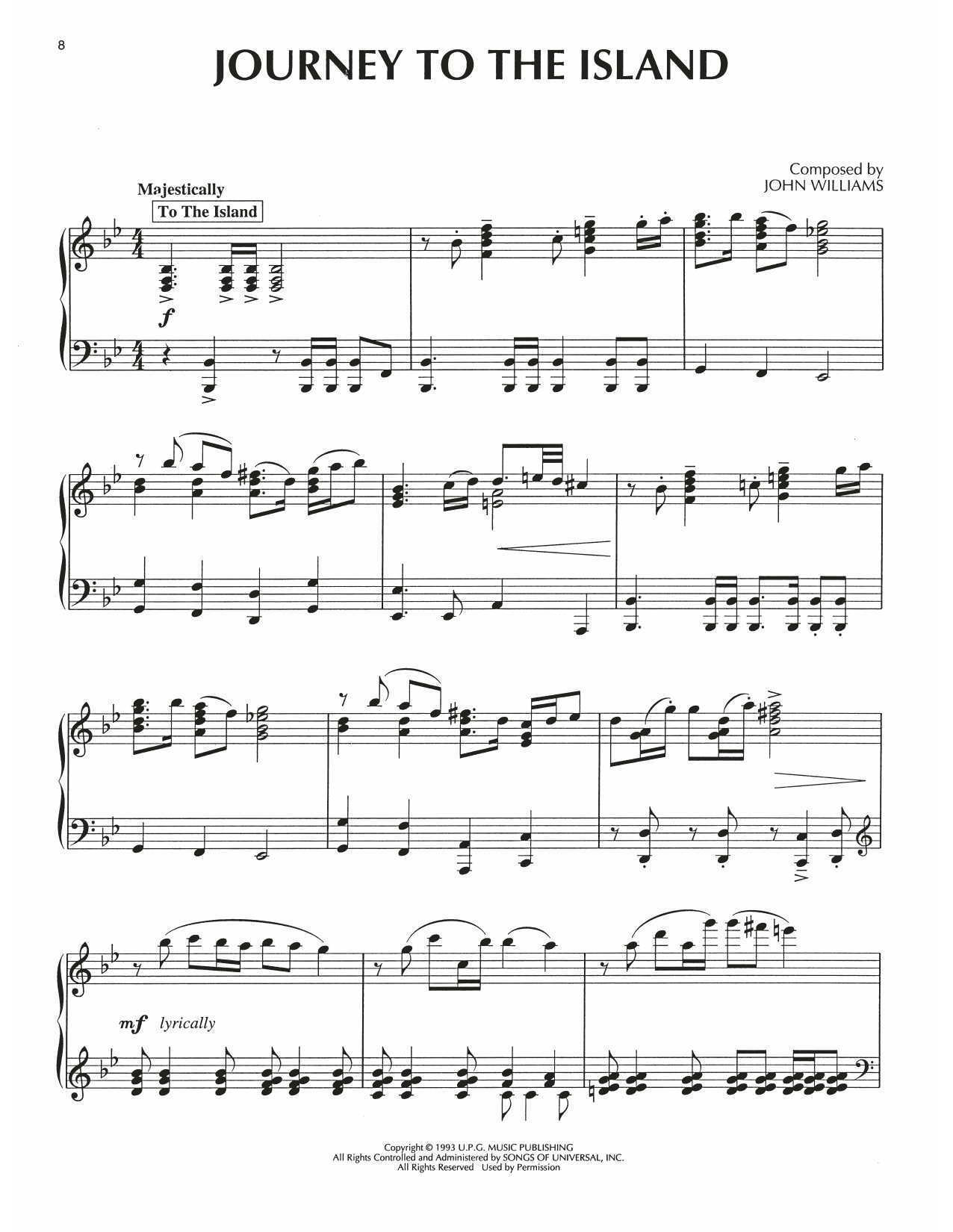 John Williams Journey To The Island (from Jurassic Park) Sheet Music Notes & Chords for Piano Solo - Download or Print PDF