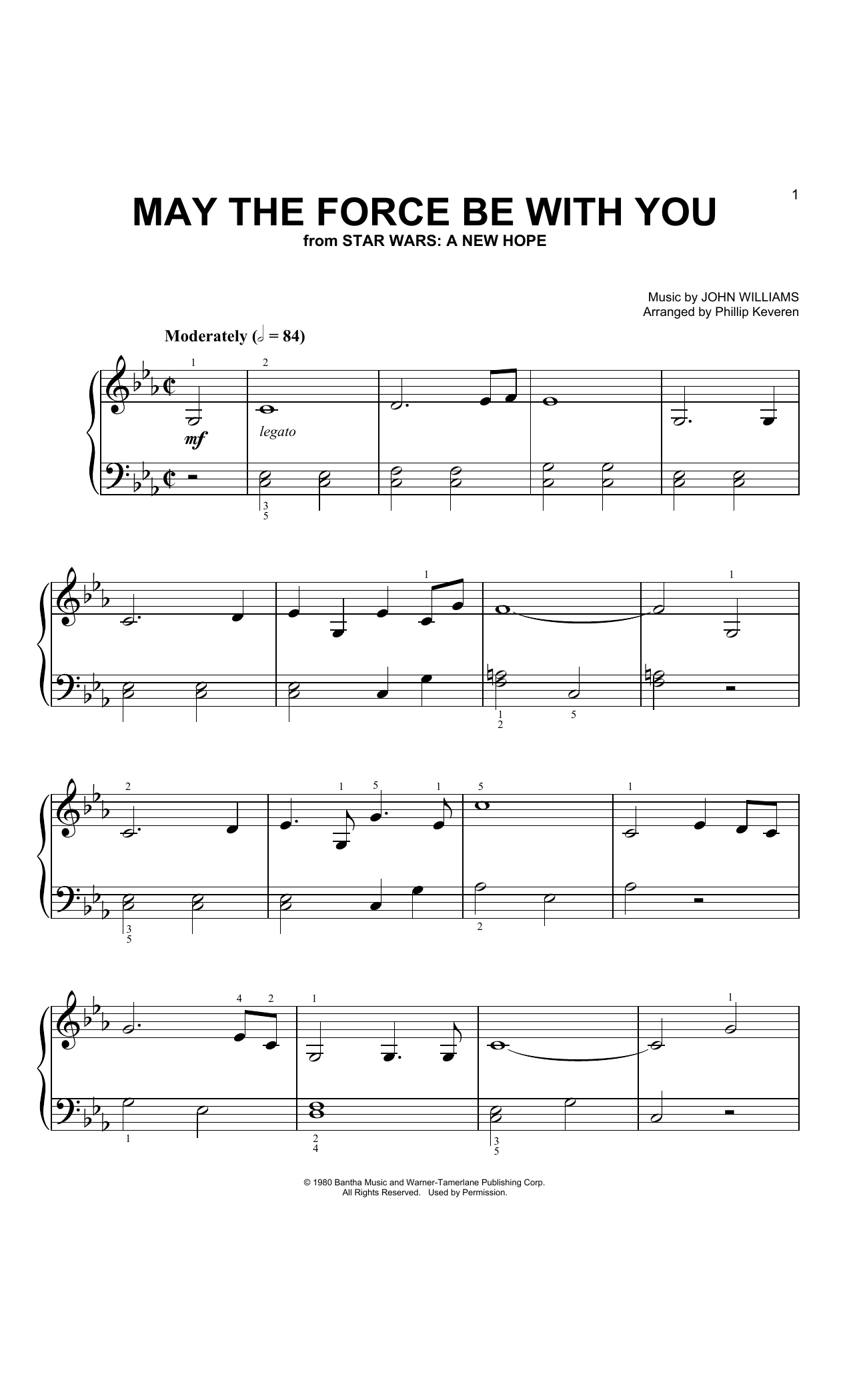 John Williams May The Force Be With You (from Star Wars: A New Hope) (arr. Phillip Keveren) Sheet Music Notes & Chords for Big Note Piano - Download or Print PDF