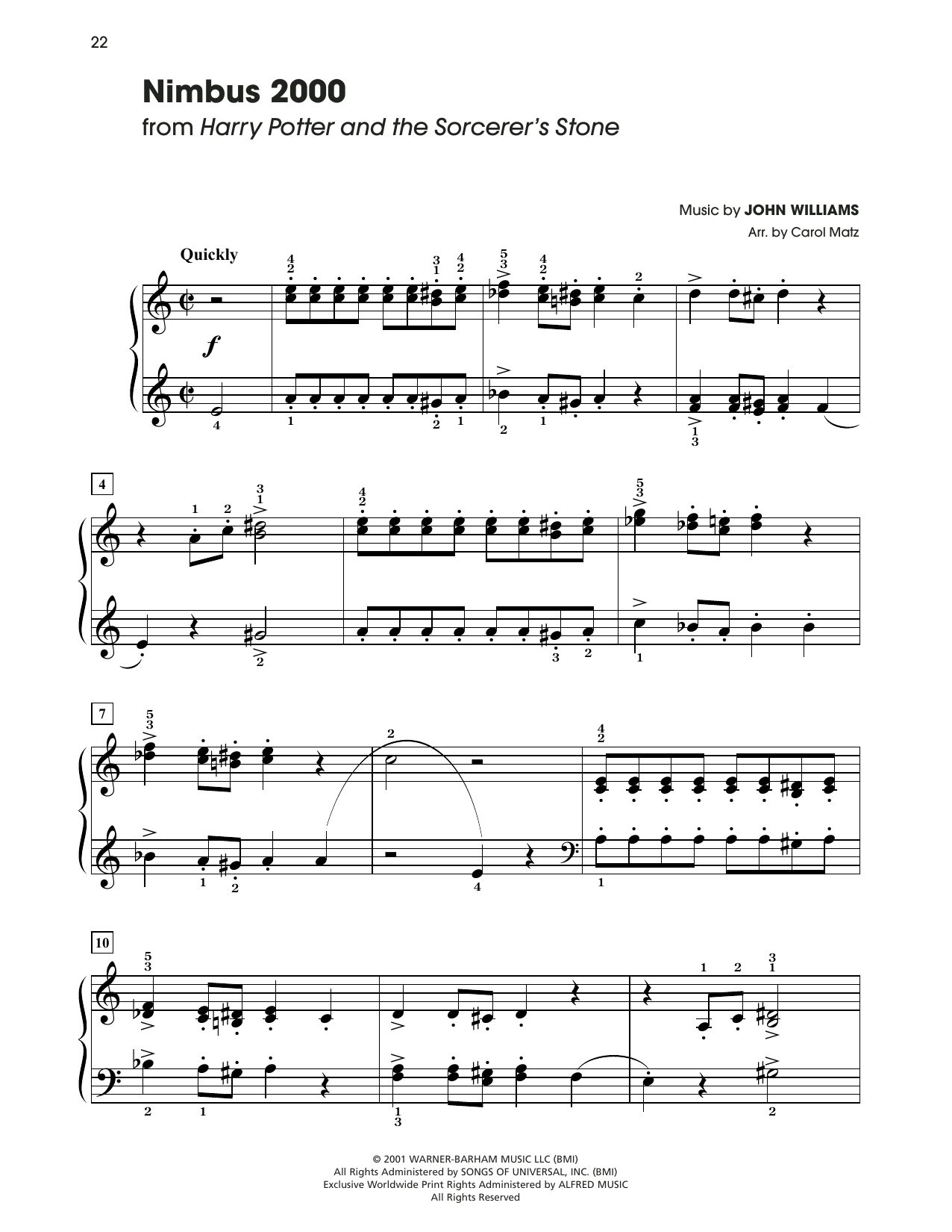John Williams Nimbus 2000 (arr. Carol Matz) Sheet Music Notes & Chords for Big Note Piano - Download or Print PDF