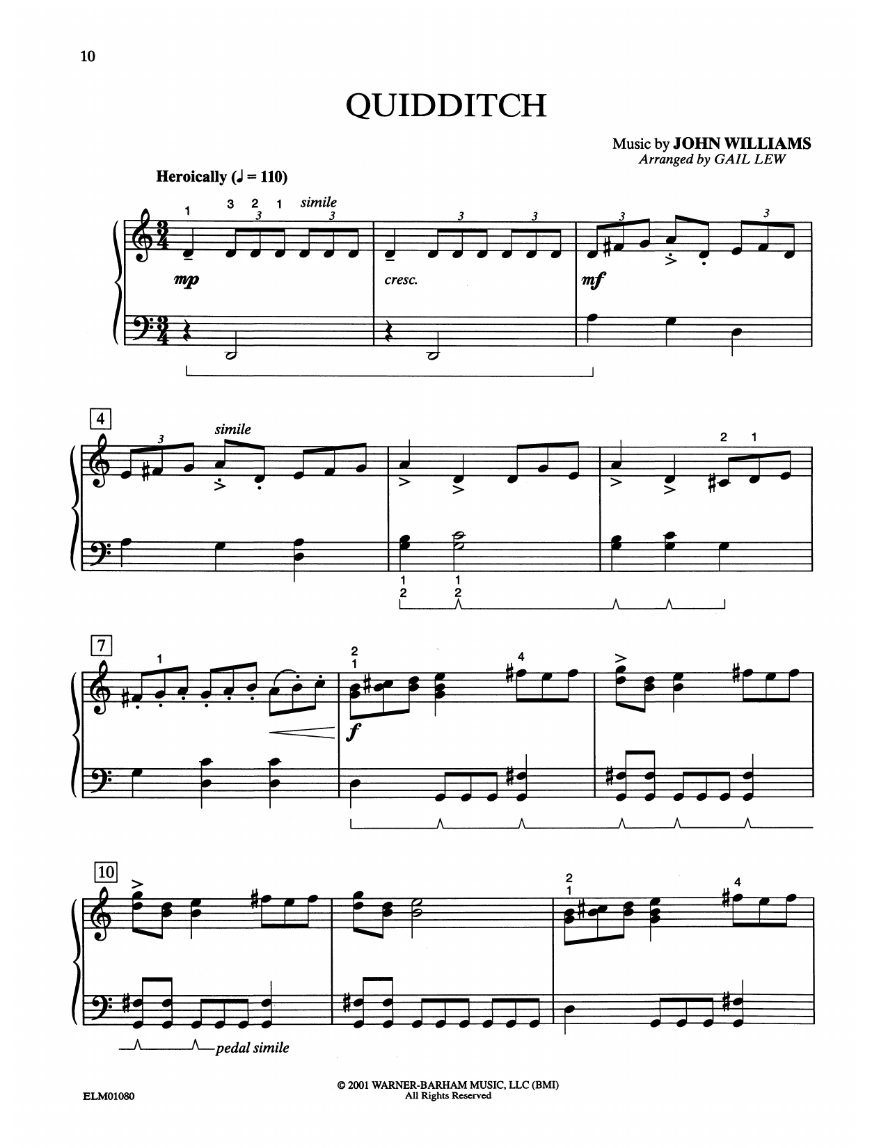 John Williams Quidditch (from Harry Potter) (arr. Gail Lew) Sheet Music Notes & Chords for Easy Piano - Download or Print PDF