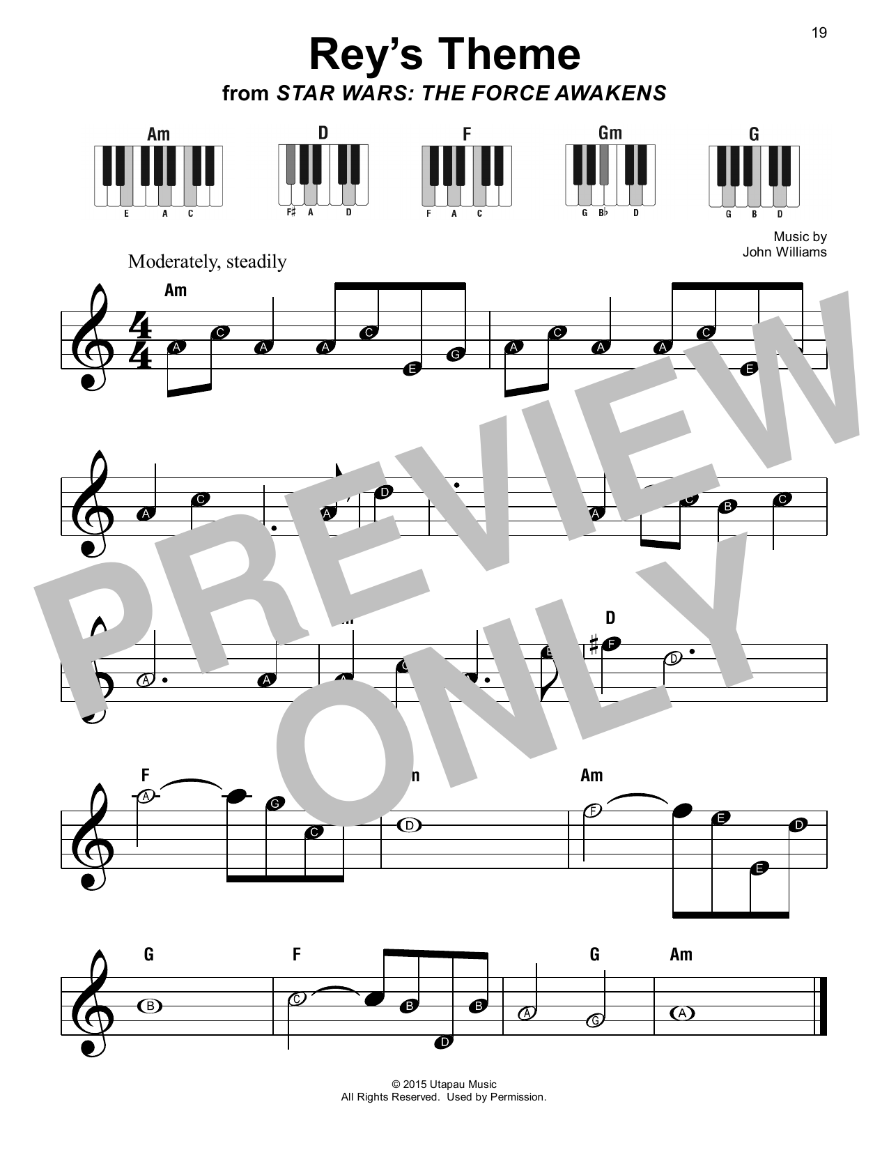 John Williams Rey's Theme (from Star Wars: The Force Awakens) Sheet Music Notes & Chords for Tenor Sax Solo - Download or Print PDF
