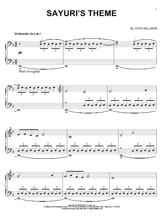 John Williams Sayuri's Theme Sheet Music Notes & Chords for Piano - Download or Print PDF