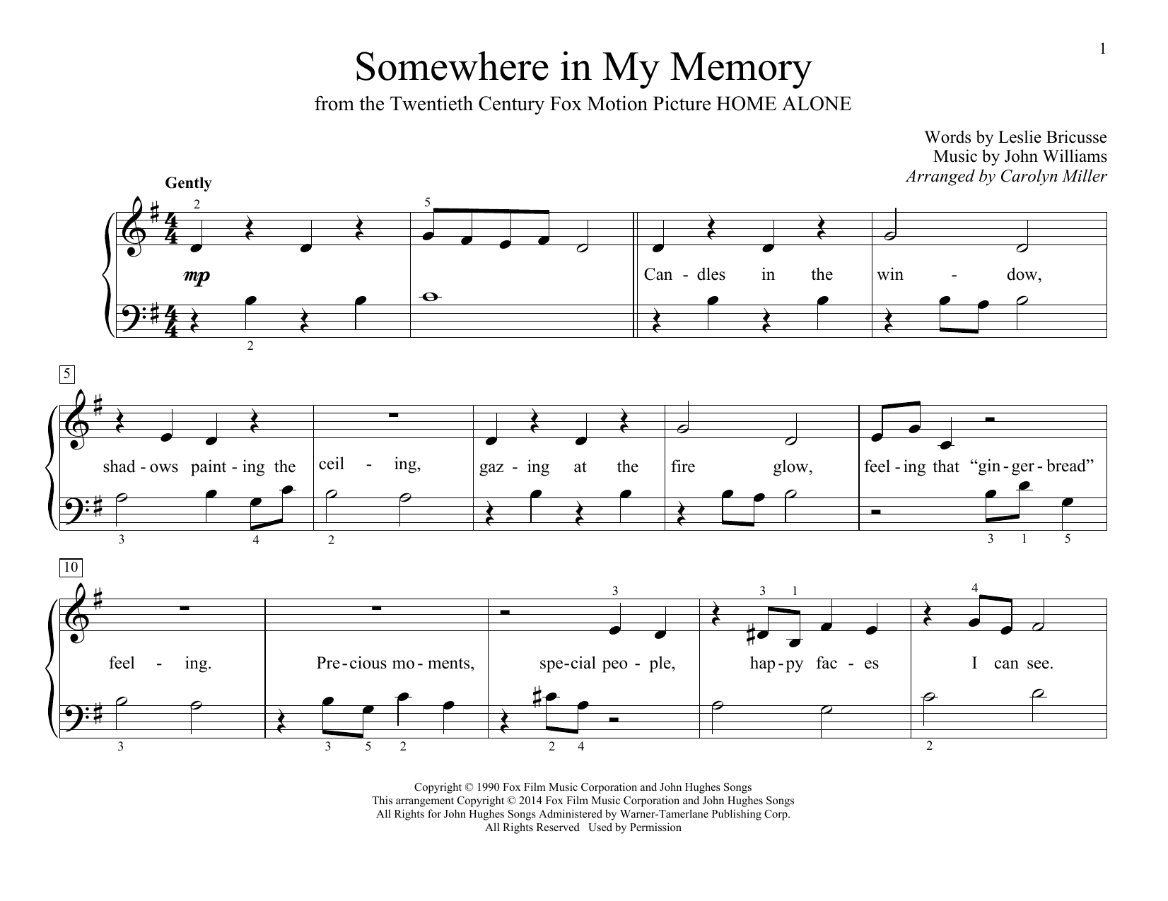 John Williams Somewhere In My Memory (arr. Carolyn Miller) Sheet Music Notes & Chords for Educational Piano - Download or Print PDF