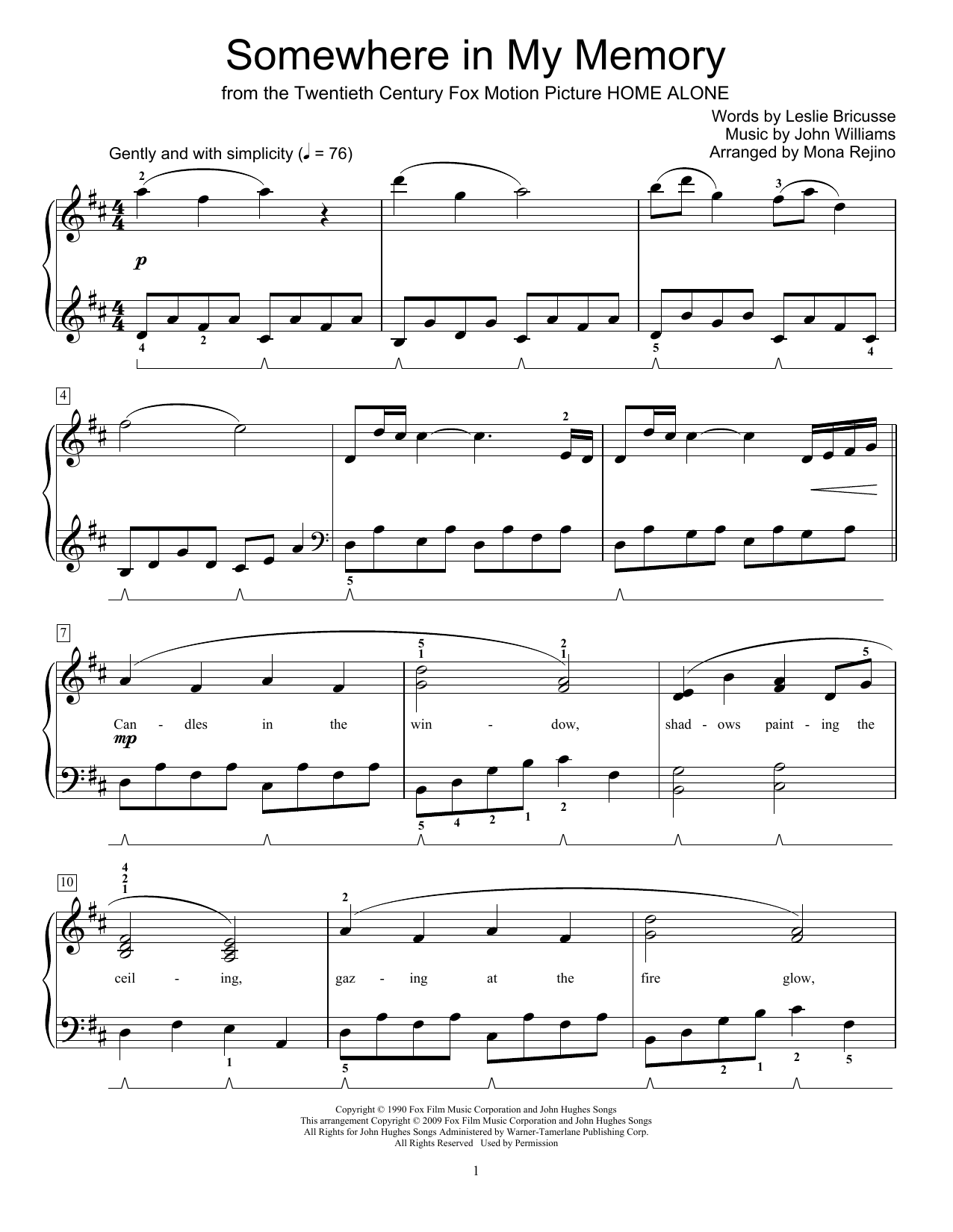John Williams Somewhere In My Memory Sheet Music Notes & Chords for Educational Piano - Download or Print PDF