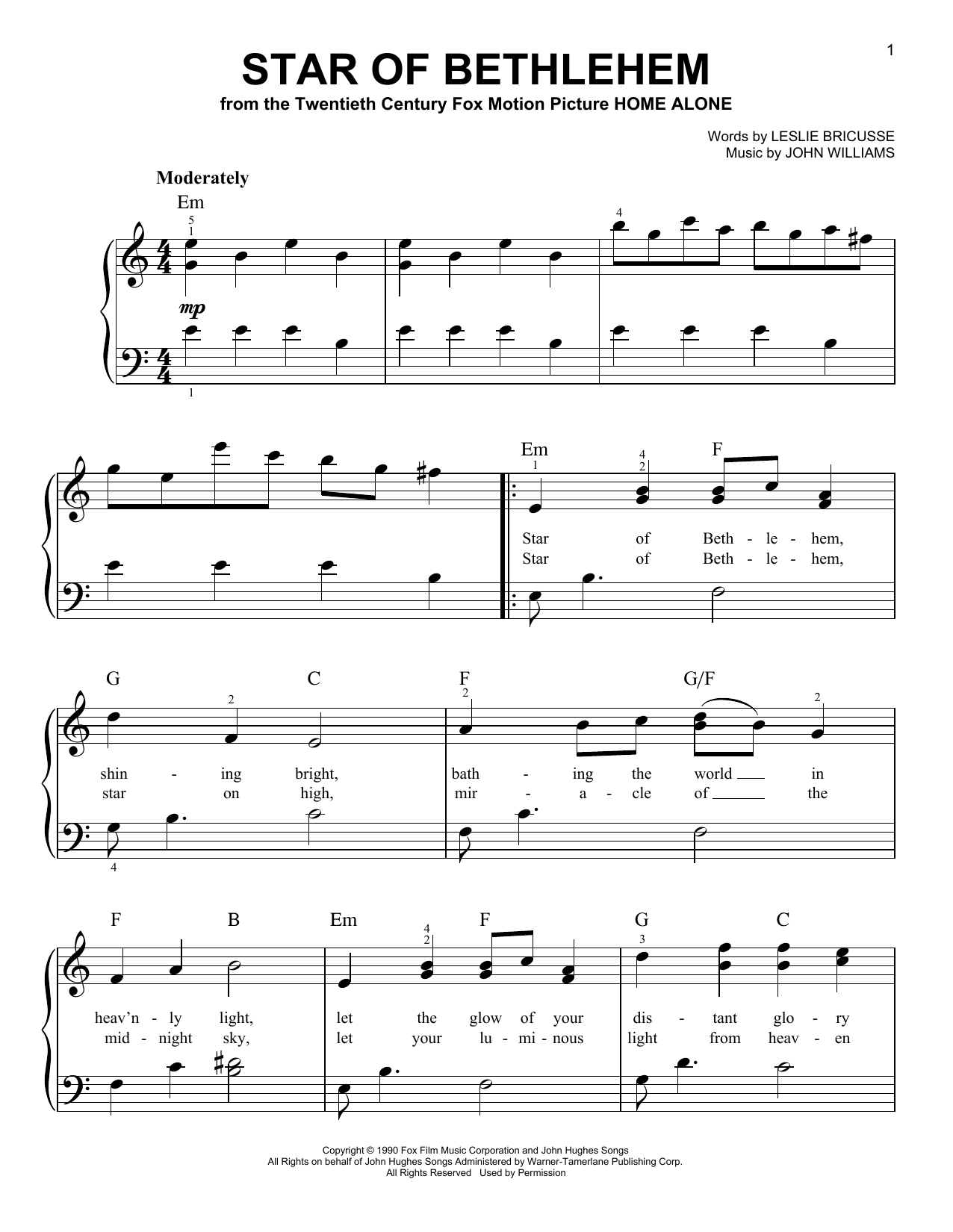 John Williams Star Of Bethlehem (from Home Alone) Sheet Music Notes & Chords for Easy Piano - Download or Print PDF