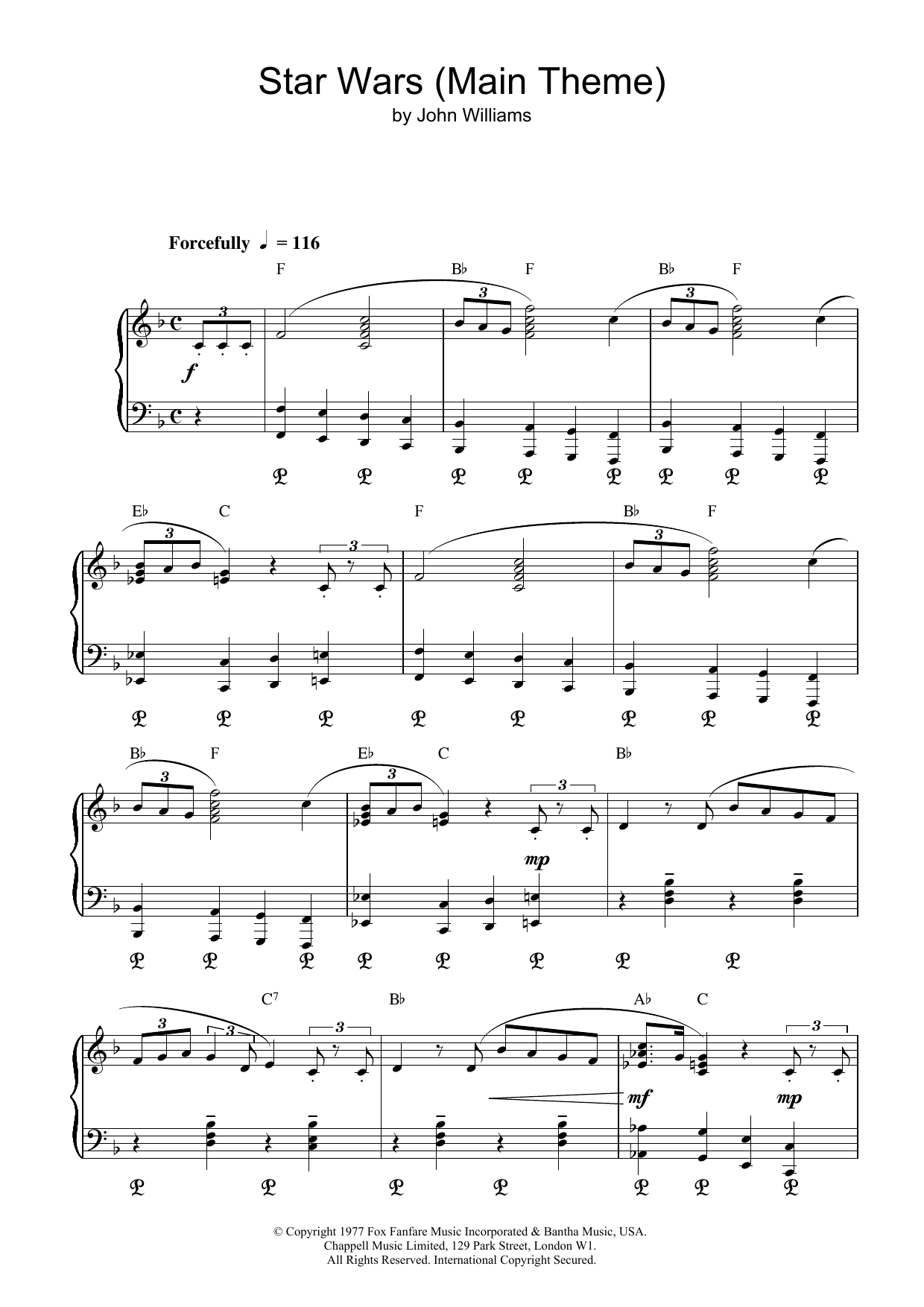 John Williams Star Wars (Main Theme) Sheet Music Notes & Chords for Accordion - Download or Print PDF