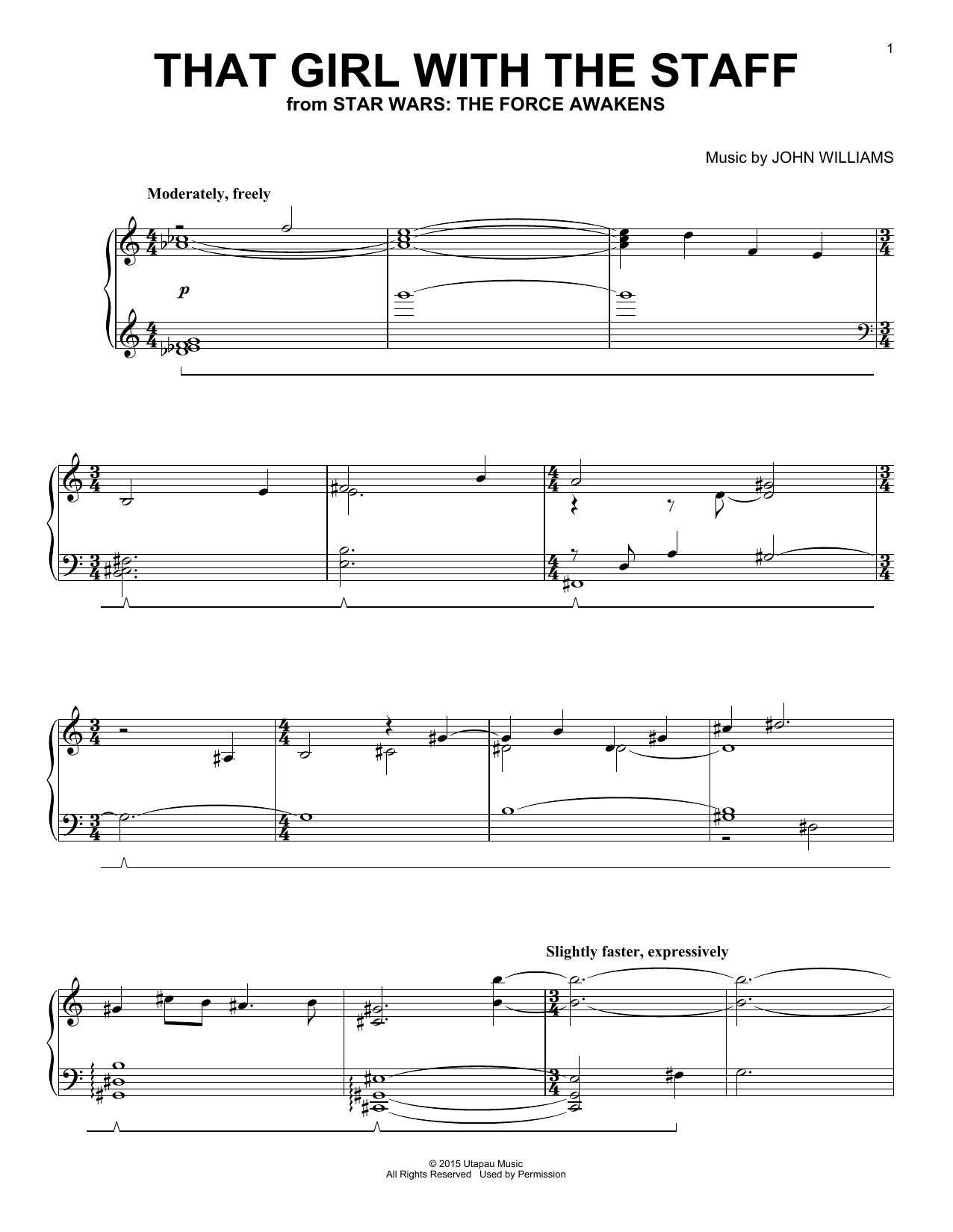John Williams That Girl With The Staff Sheet Music Notes & Chords for Piano - Download or Print PDF