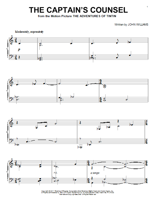 John Williams The Captain's Counsel Sheet Music Notes & Chords for Piano - Download or Print PDF
