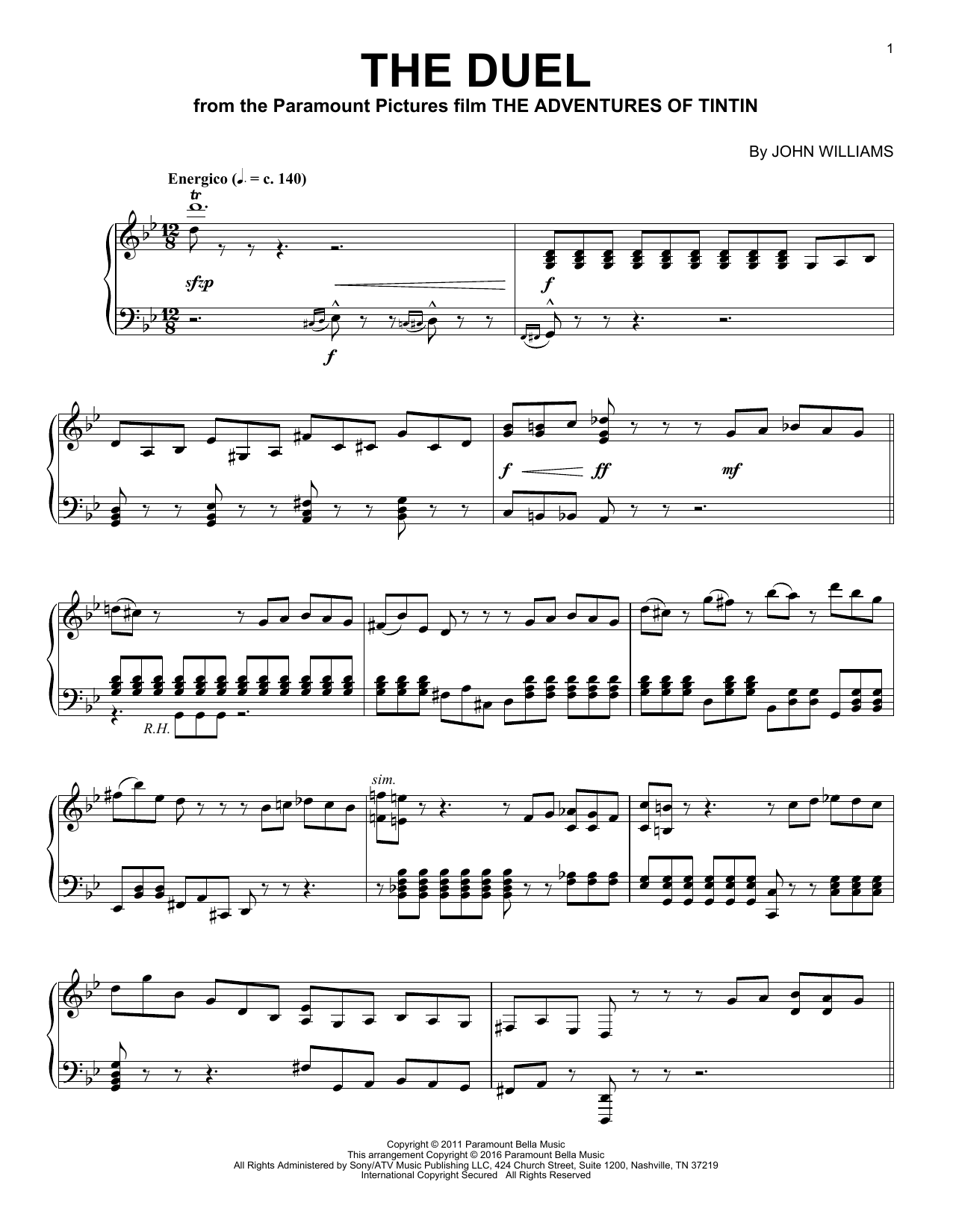 John Williams The Duel Sheet Music Notes & Chords for Piano - Download or Print PDF