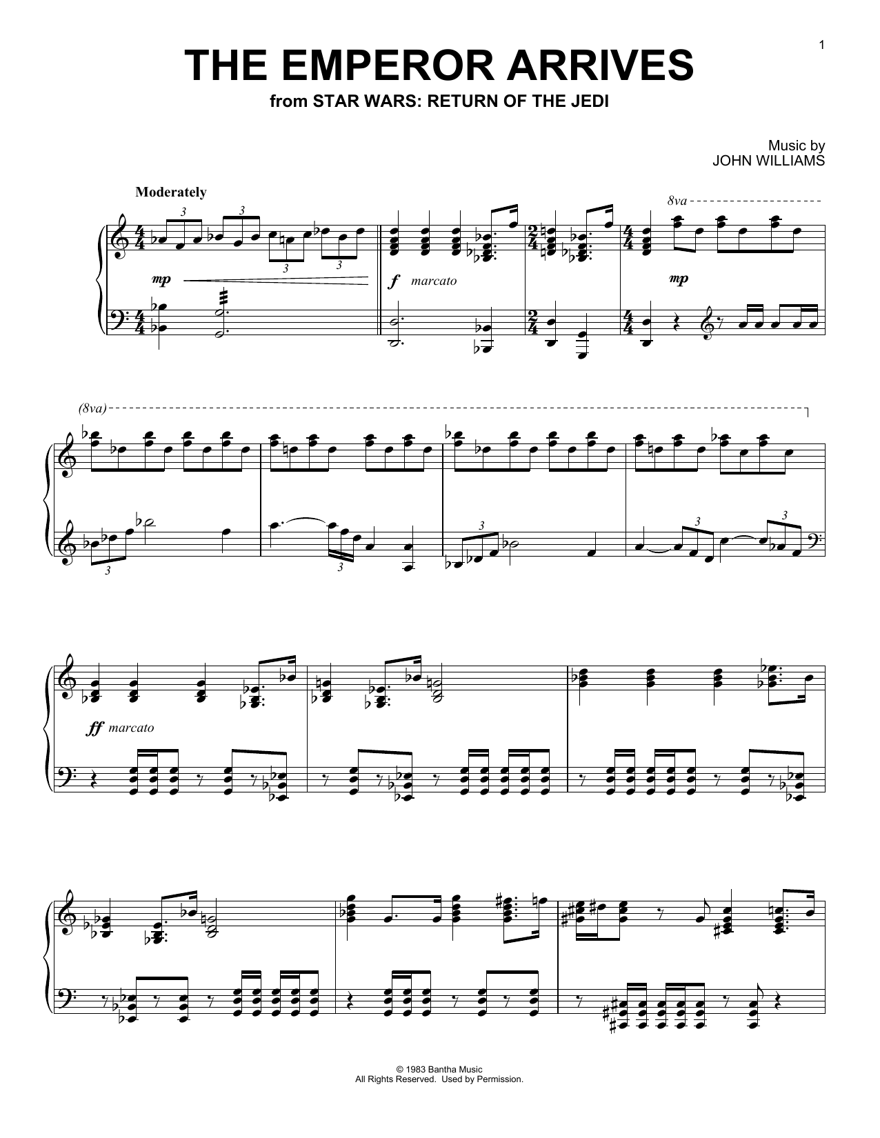 John Williams The Emperor Arrives (from Star Wars: Return Of The Jedi) Sheet Music Notes & Chords for Piano Solo - Download or Print PDF John Williams The Emperor Arrives (from Star Wars: Return Of The Jedi) Sheet Music Notes & Chords for Piano Solo - Download or Print PDF
