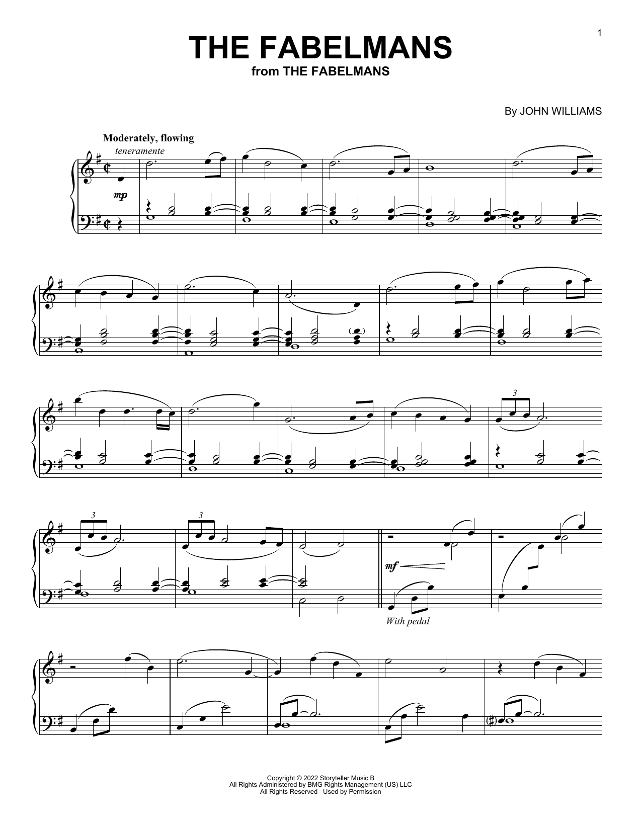 John Williams The Fabelmans Sheet Music Notes & Chords for Piano Solo - Download or Print PDF