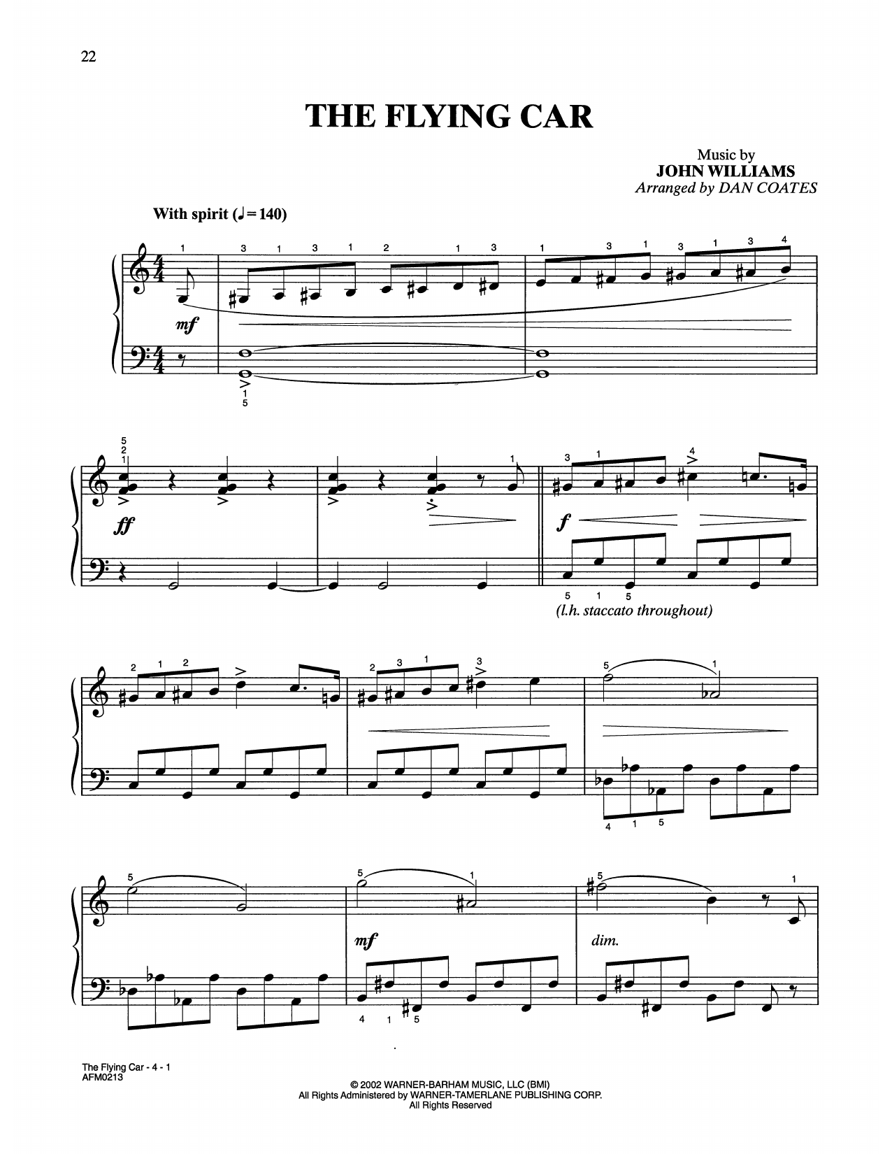 John Williams The Flying Car (from Harry Potter) (arr. Dan Coates) Sheet Music Notes & Chords for Easy Piano - Download or Print PDF