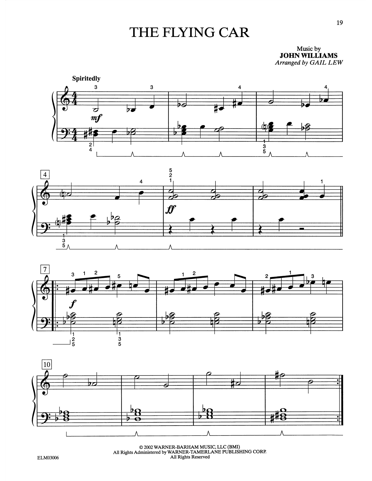 John Williams The Flying Car (from Harry Potter) (arr. Gail Lew) Sheet Music Notes & Chords for Easy Piano - Download or Print PDF