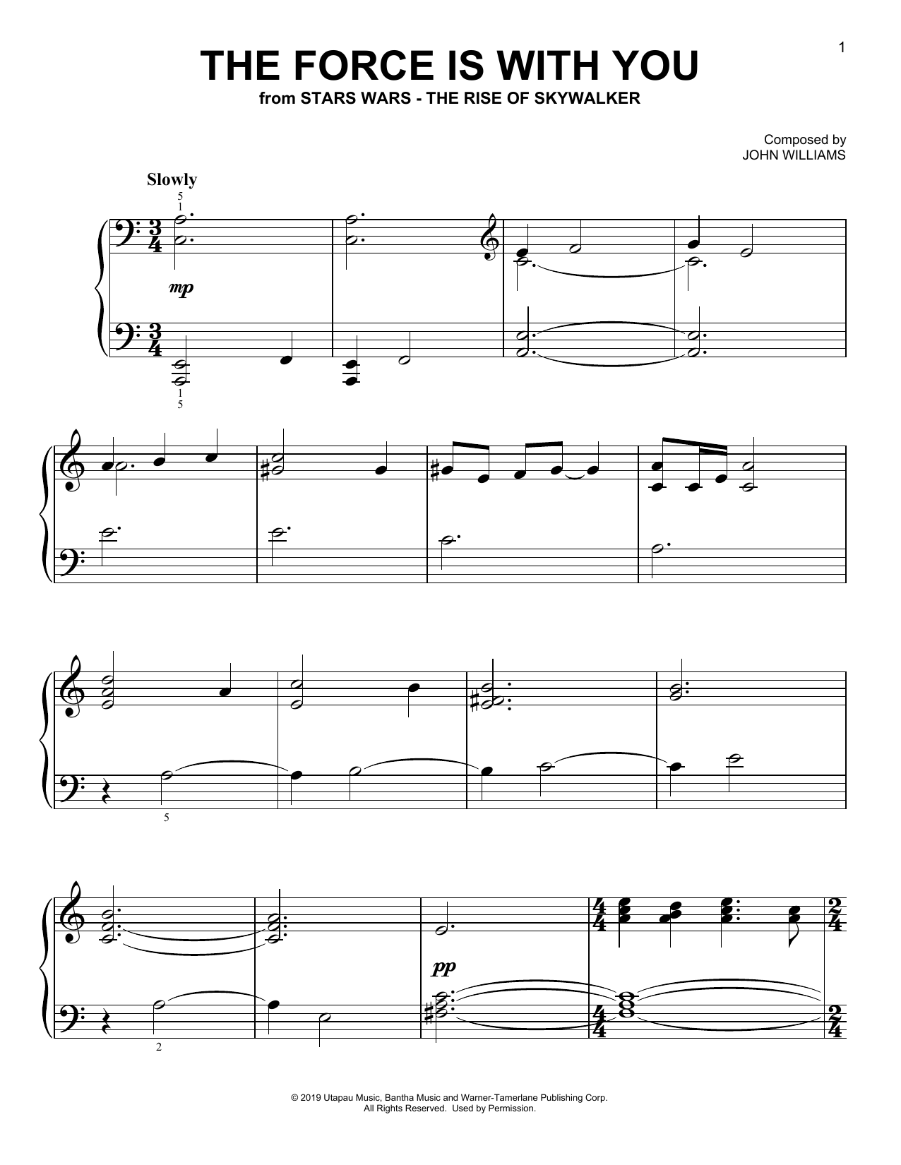 John Williams The Force Is With You (from The Rise Of Skywalker) Sheet Music Notes & Chords for Piano Solo - Download or Print PDF