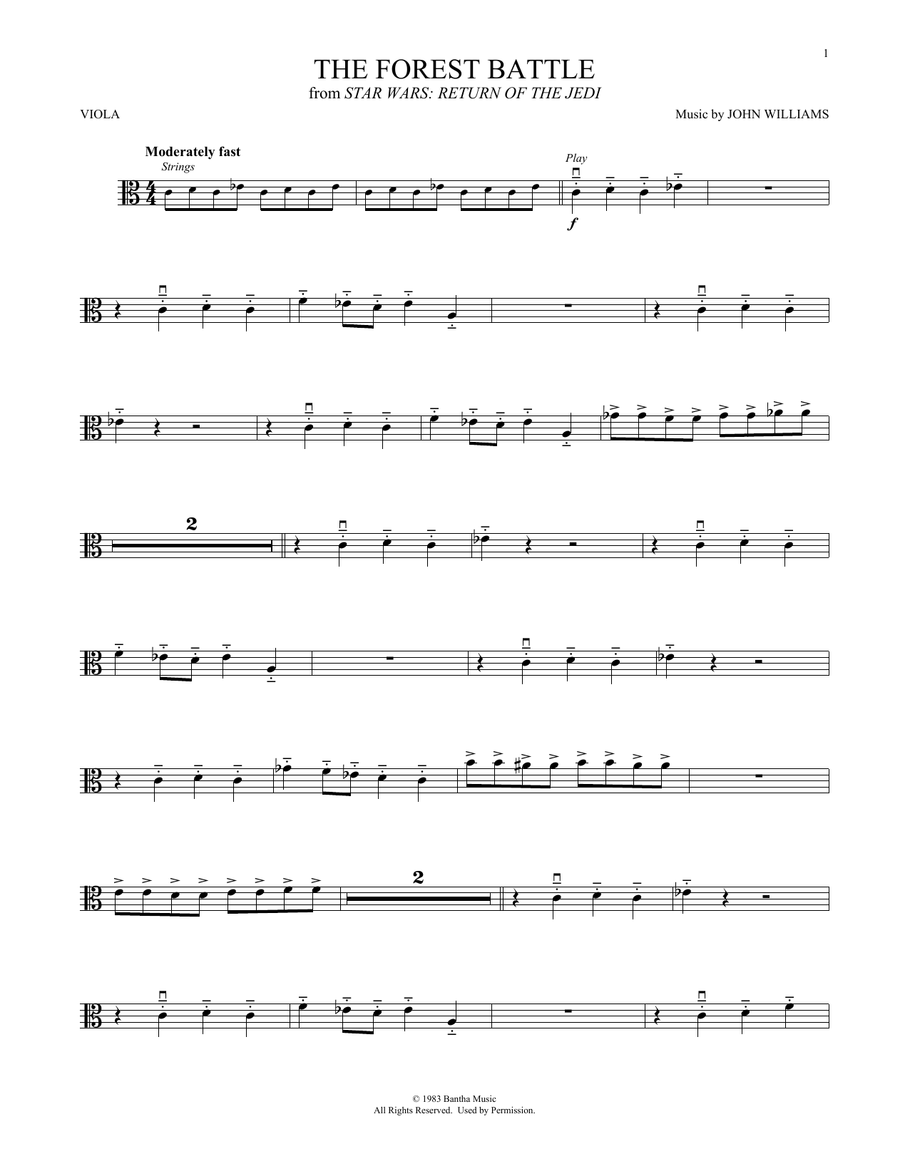 John Williams The Forest Battle (from Star Wars: Return Of The Jedi) Sheet Music Notes & Chords for Trombone Solo - Download or Print PDF