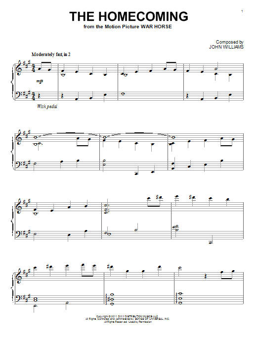 John Williams The Homecoming Sheet Music Notes & Chords for Piano (Big Notes) - Download or Print PDF
