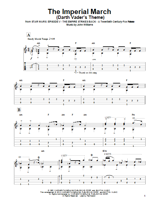 John Williams The Imperial March (Darth Vader's Theme) (arr. Ben Woolman) Sheet Music Notes & Chords for Guitar Tab - Download or Print PDF