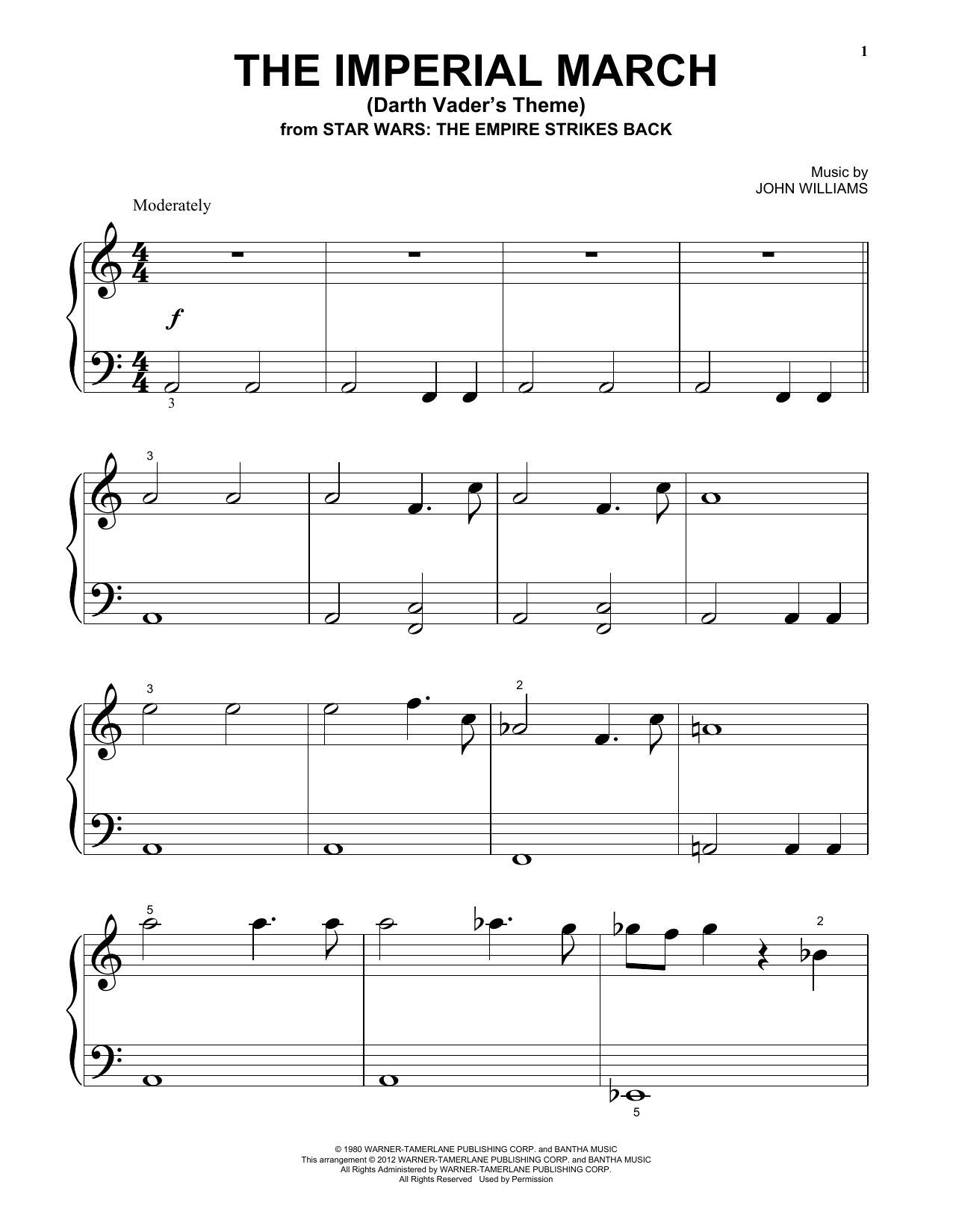 John Williams The Imperial March (Darth Vader's Theme) Sheet Music Notes & Chords for Easy Guitar Tab - Download or Print PDF