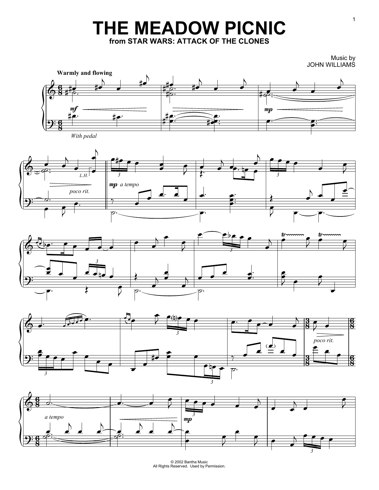 John Williams The Meadow Picnic (from Star Wars: Attack Of The Clones) Sheet Music Notes & Chords for Piano Solo - Download or Print PDF